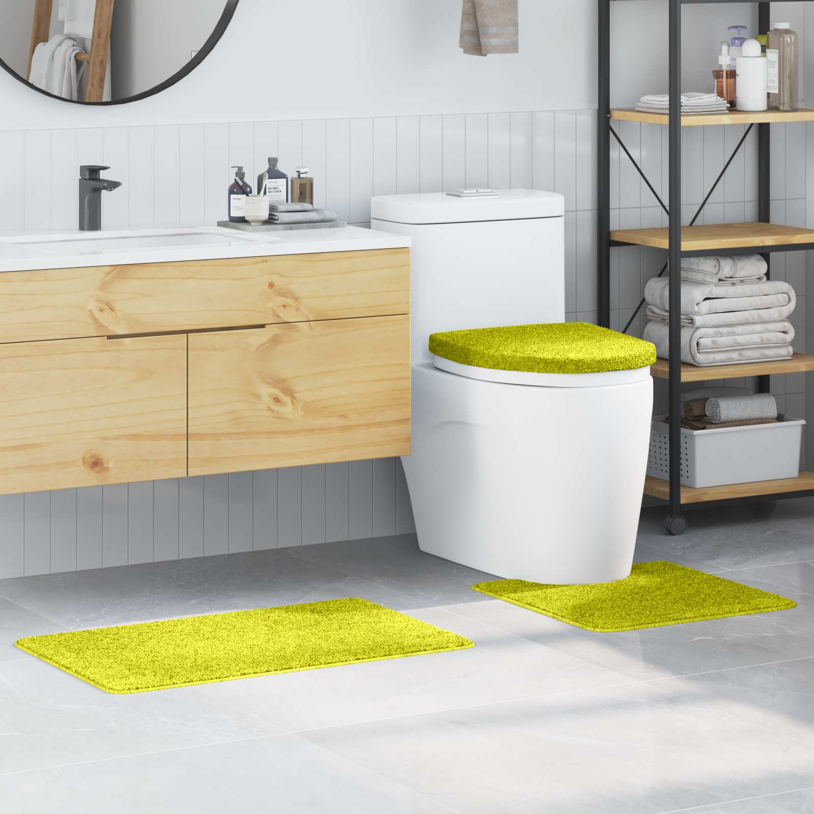 Anti-Rutsch Badematten-Set 3 stk. Grün 50 x 80 cm PP