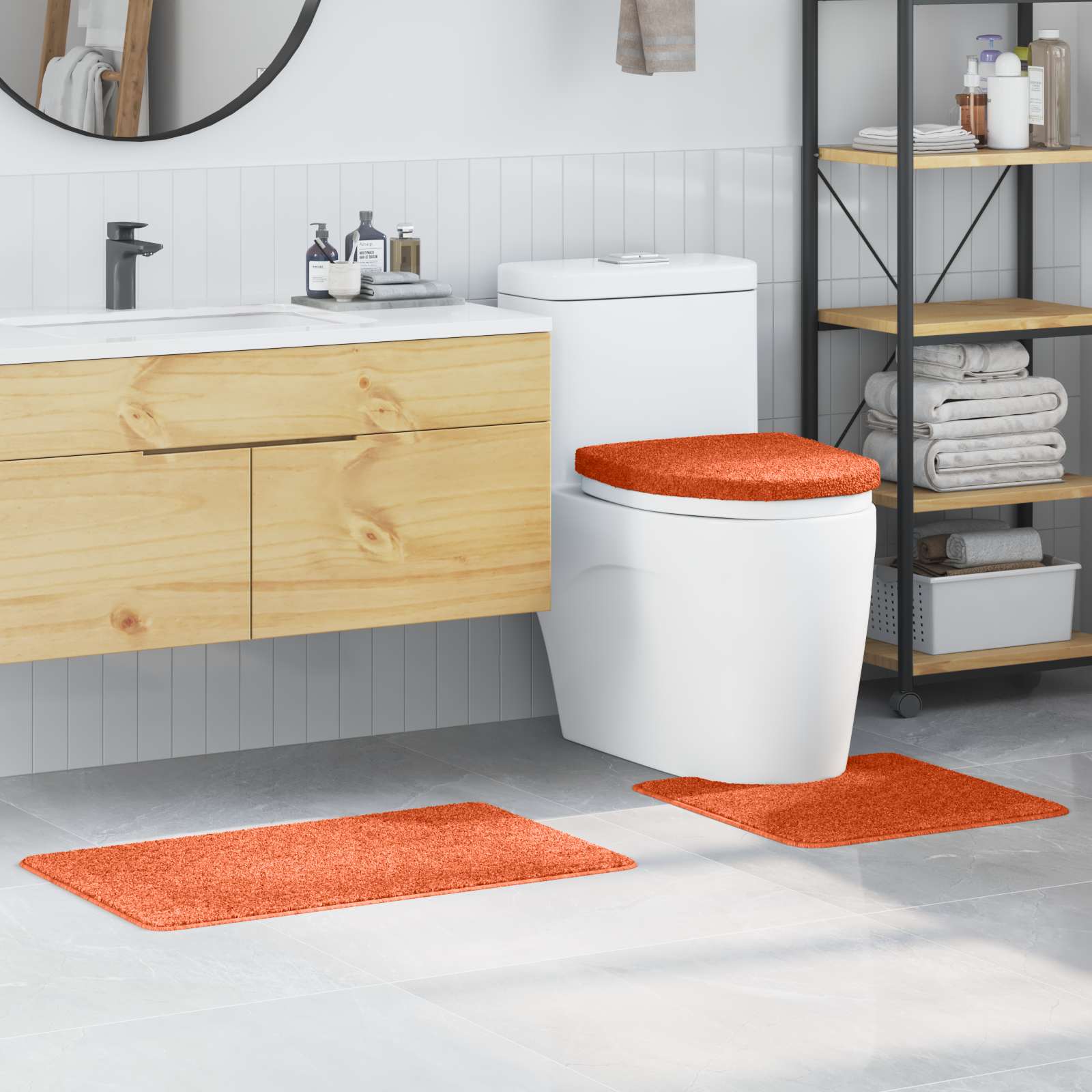 Anti-Rutsch Badematten-Set 3 stk. Orange 50 x 80 cm PP