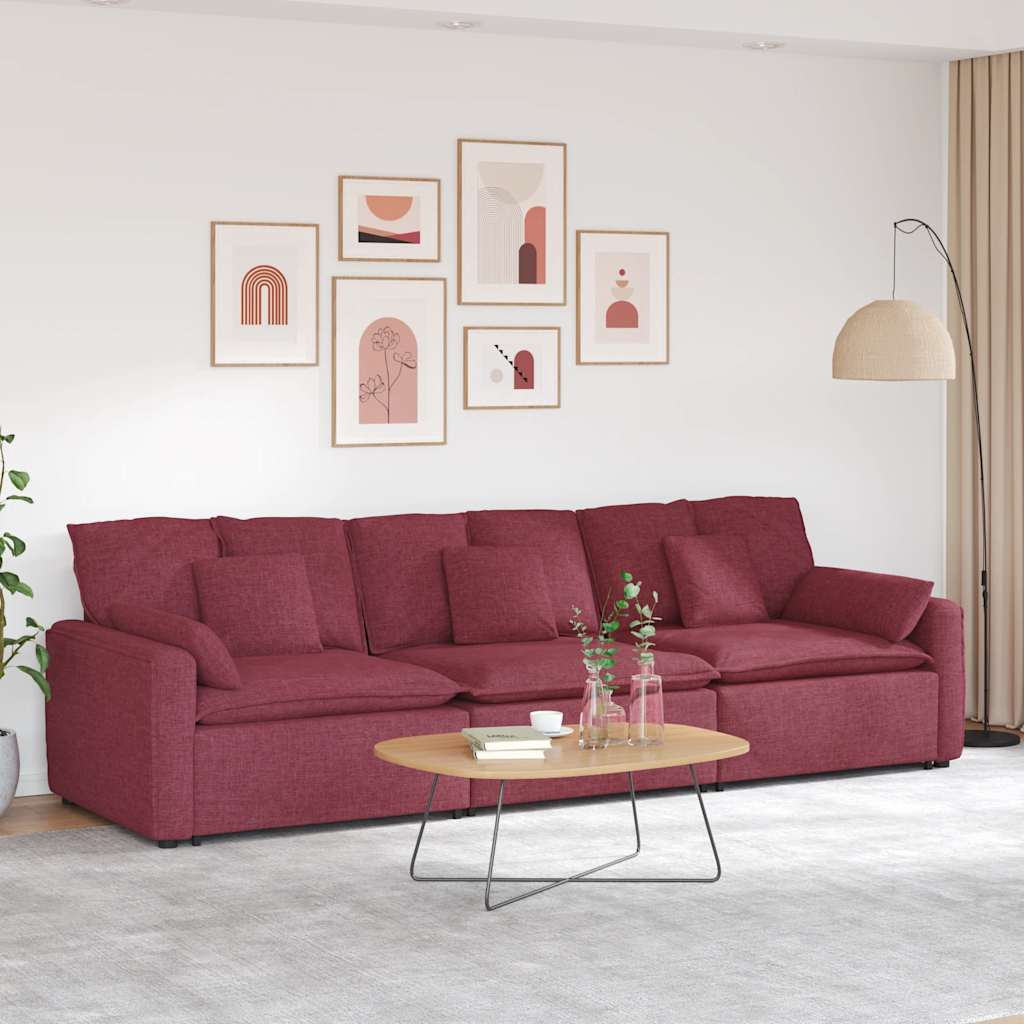 Modulares Sofa mit Kissen Weinrot