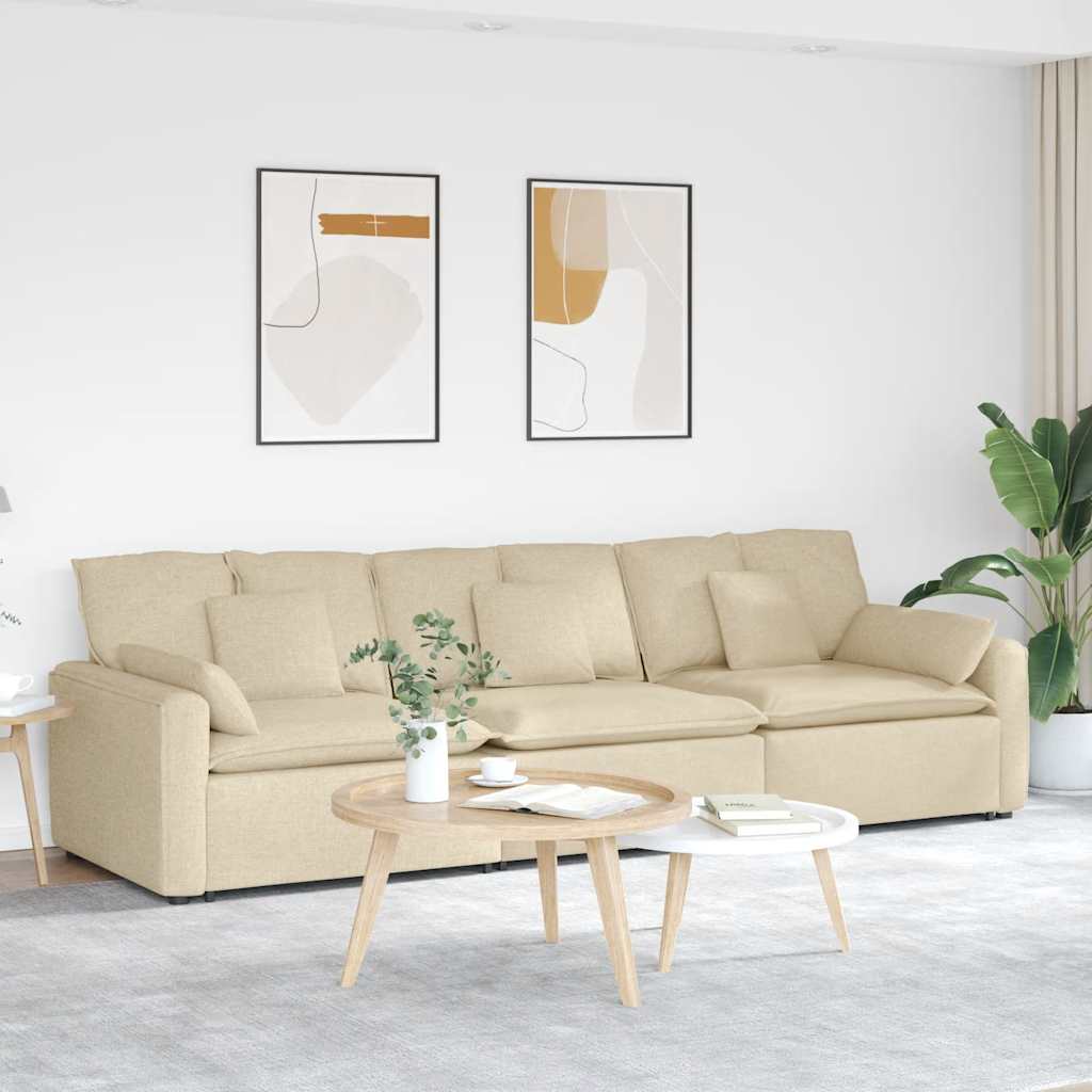 Modulares Sofa mit Kissen Cream