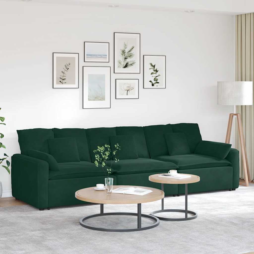 Modulares Sofa mit Kissen Dunkelgrün