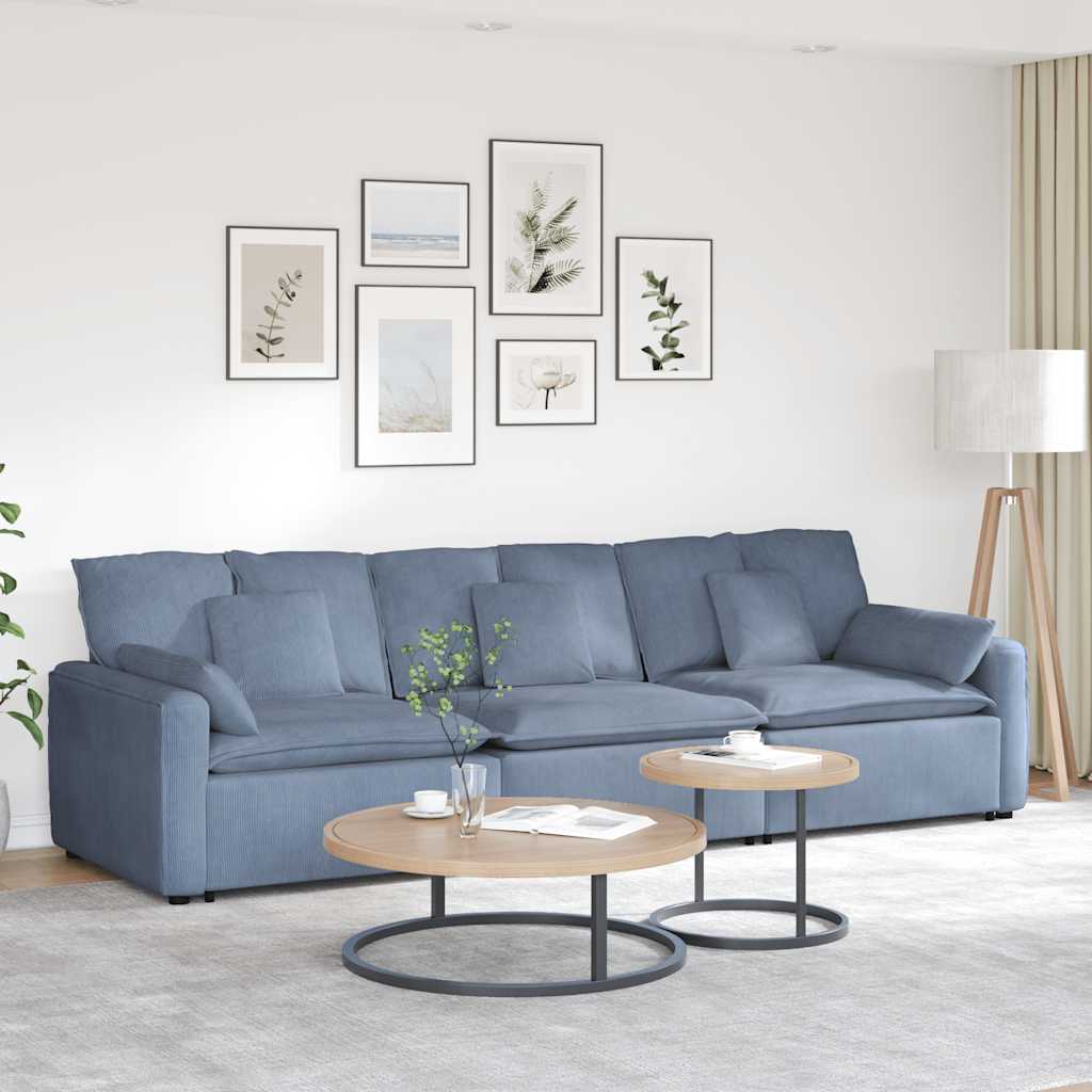 Modulares Sofa mit Kissen Blau