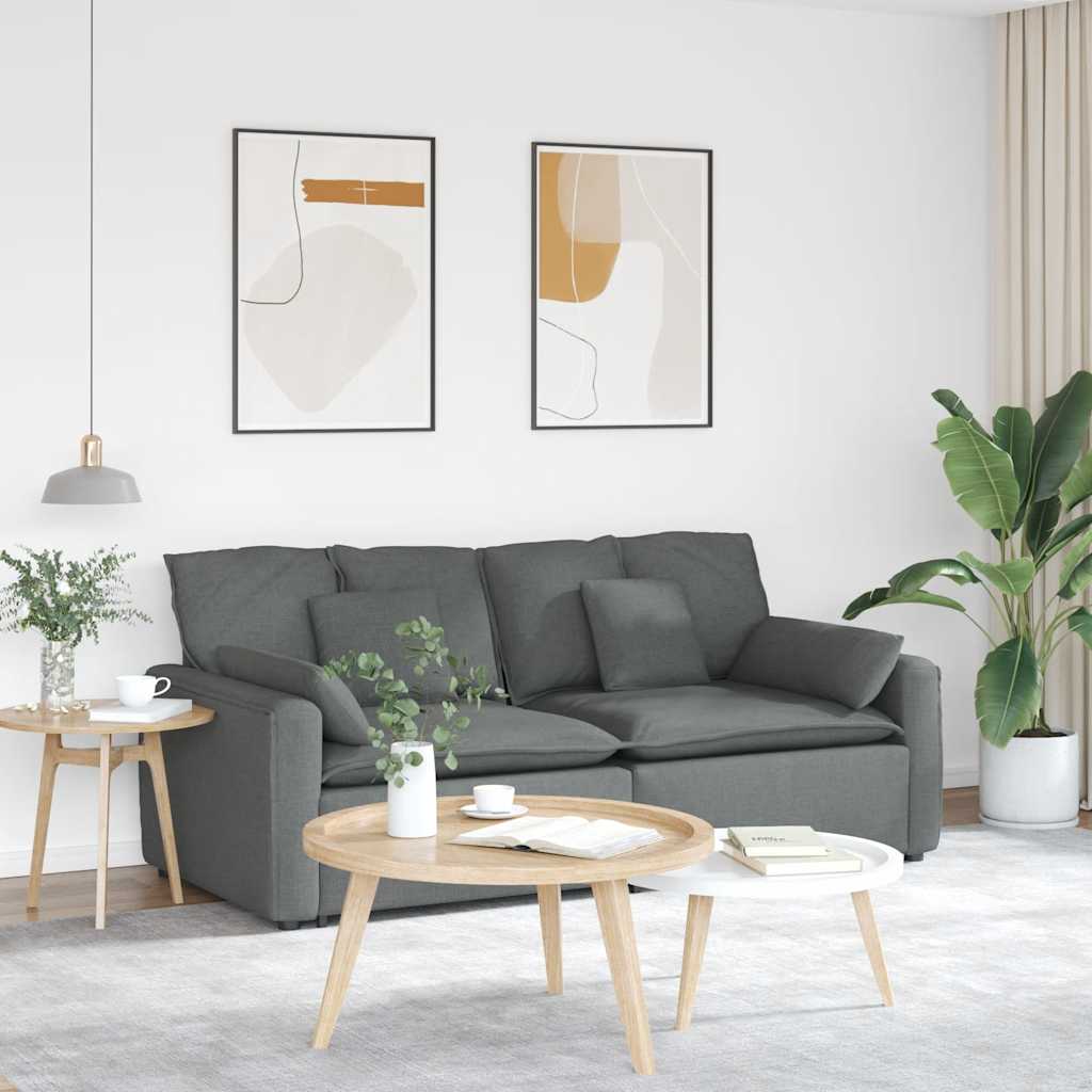 Modulares Sofa mit Kissen Dunkelgrau