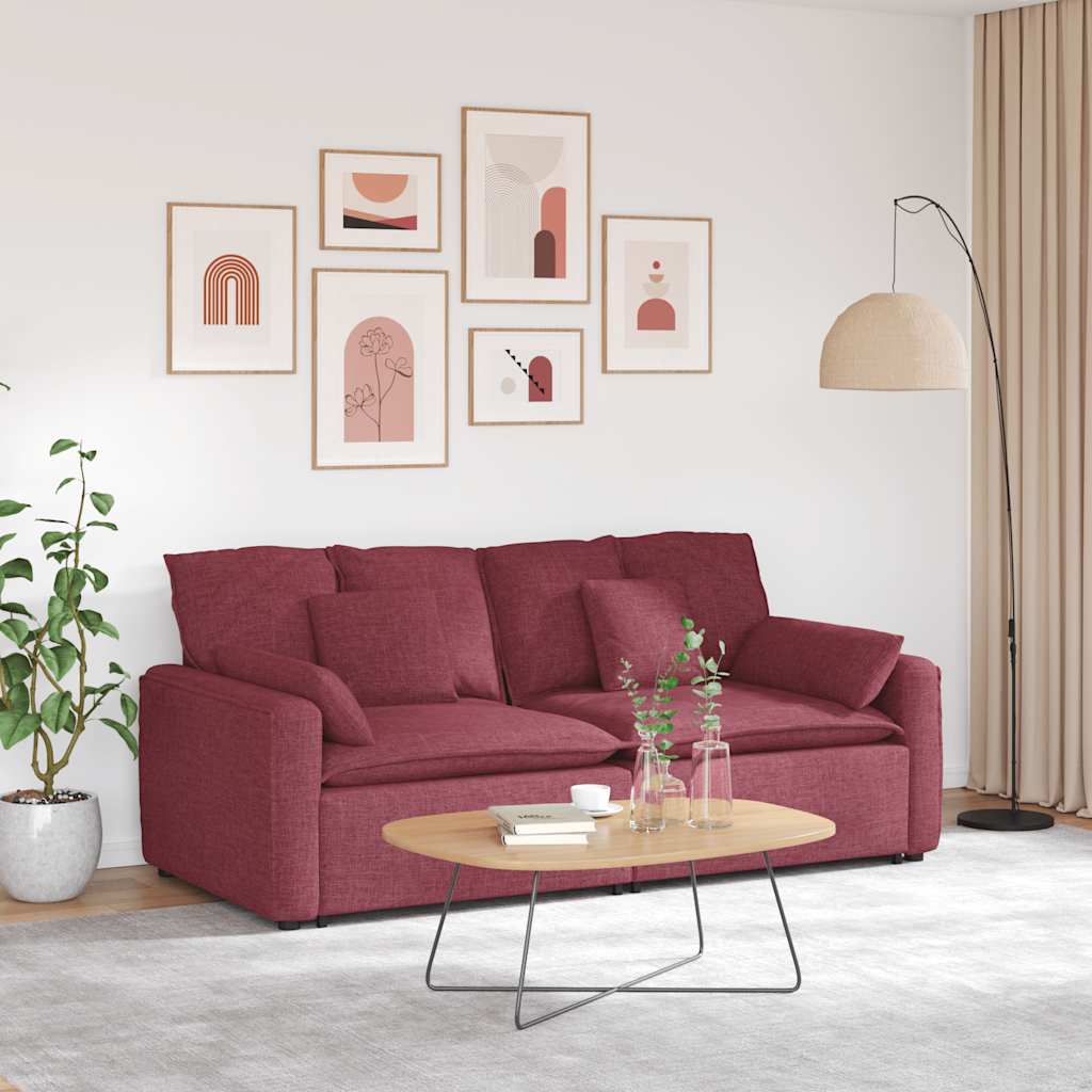 Modulares Sofa mit Kissen Weinrot