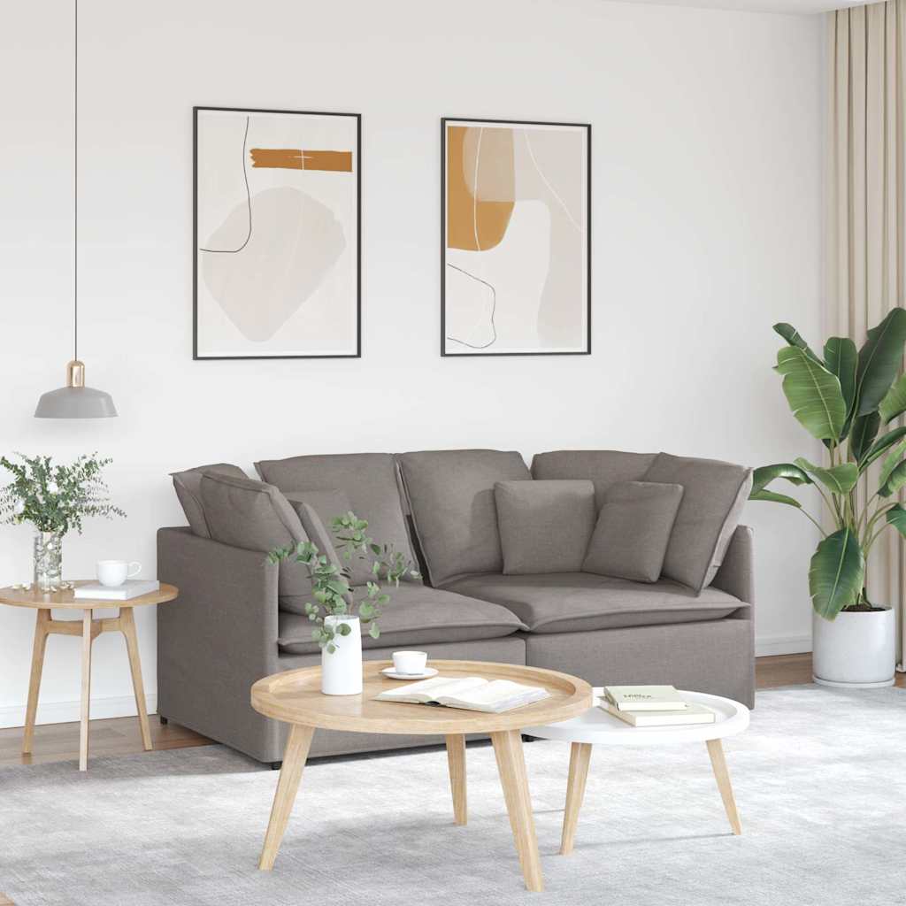 Modulares Sofa mit Kissen Stoff Taupe