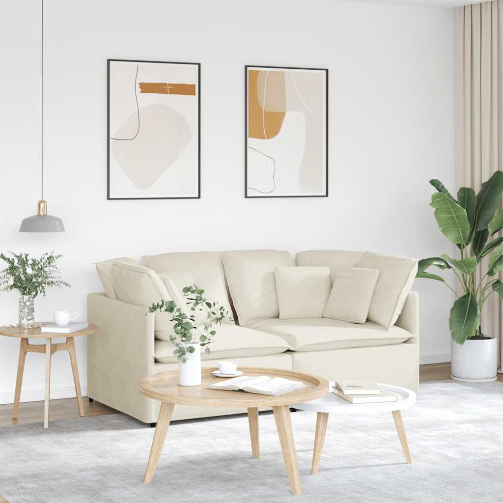 Modulares Sofa mit Kissen Samt Cream