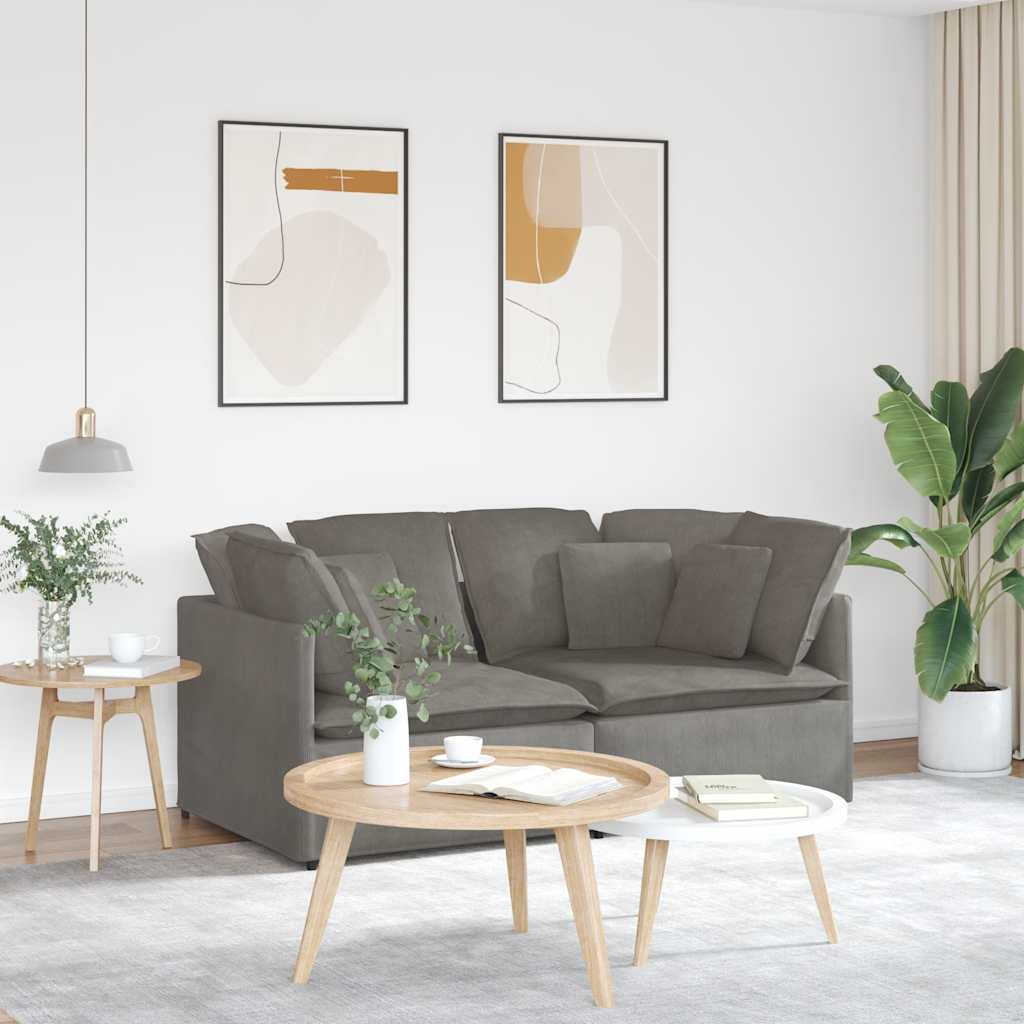 Modulares Sofa mit Kissen Cordstoff Hellgrau