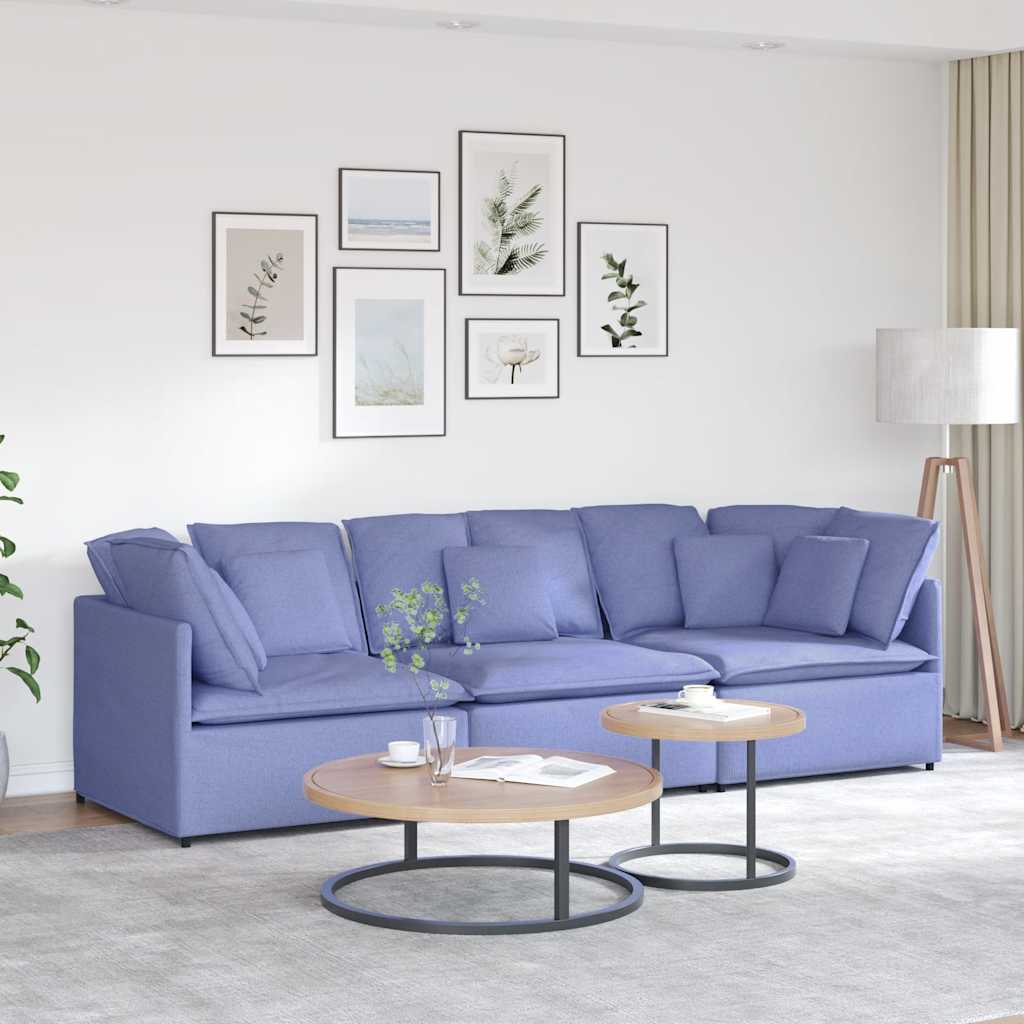 Modulares Sofa mit Kissen Stoff Jeansblau