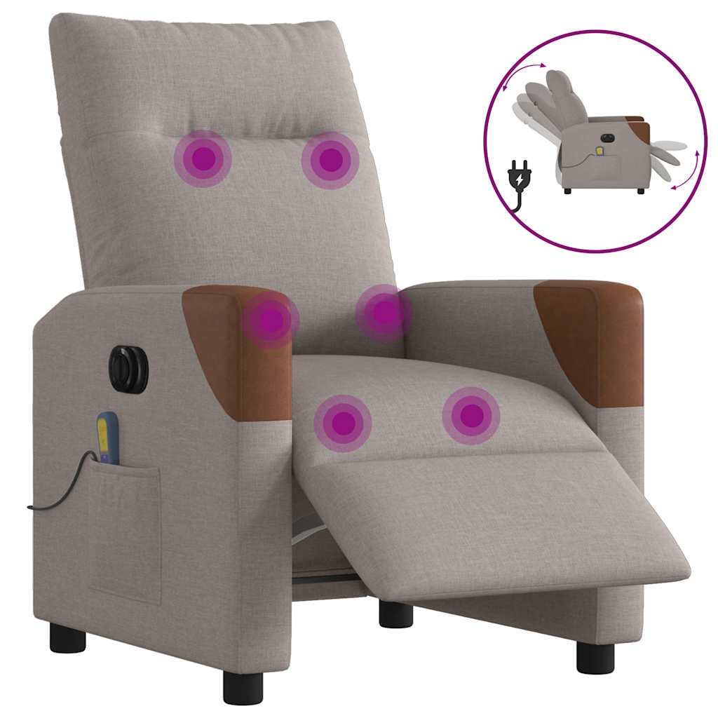 Massagesessel Elektrisch Taupe Stoff