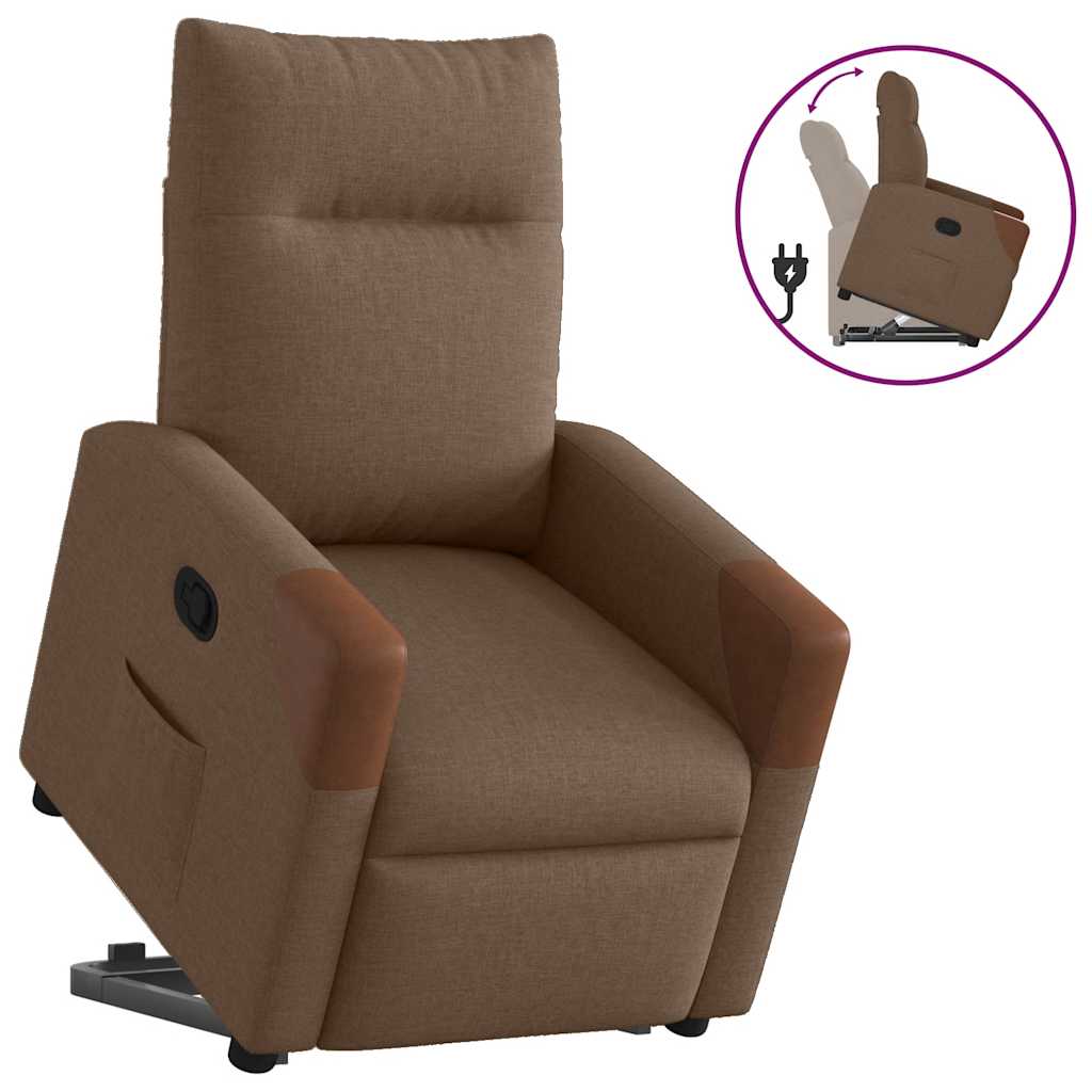 Relaxsessel mit Aufstehhilfe Braun Stoff