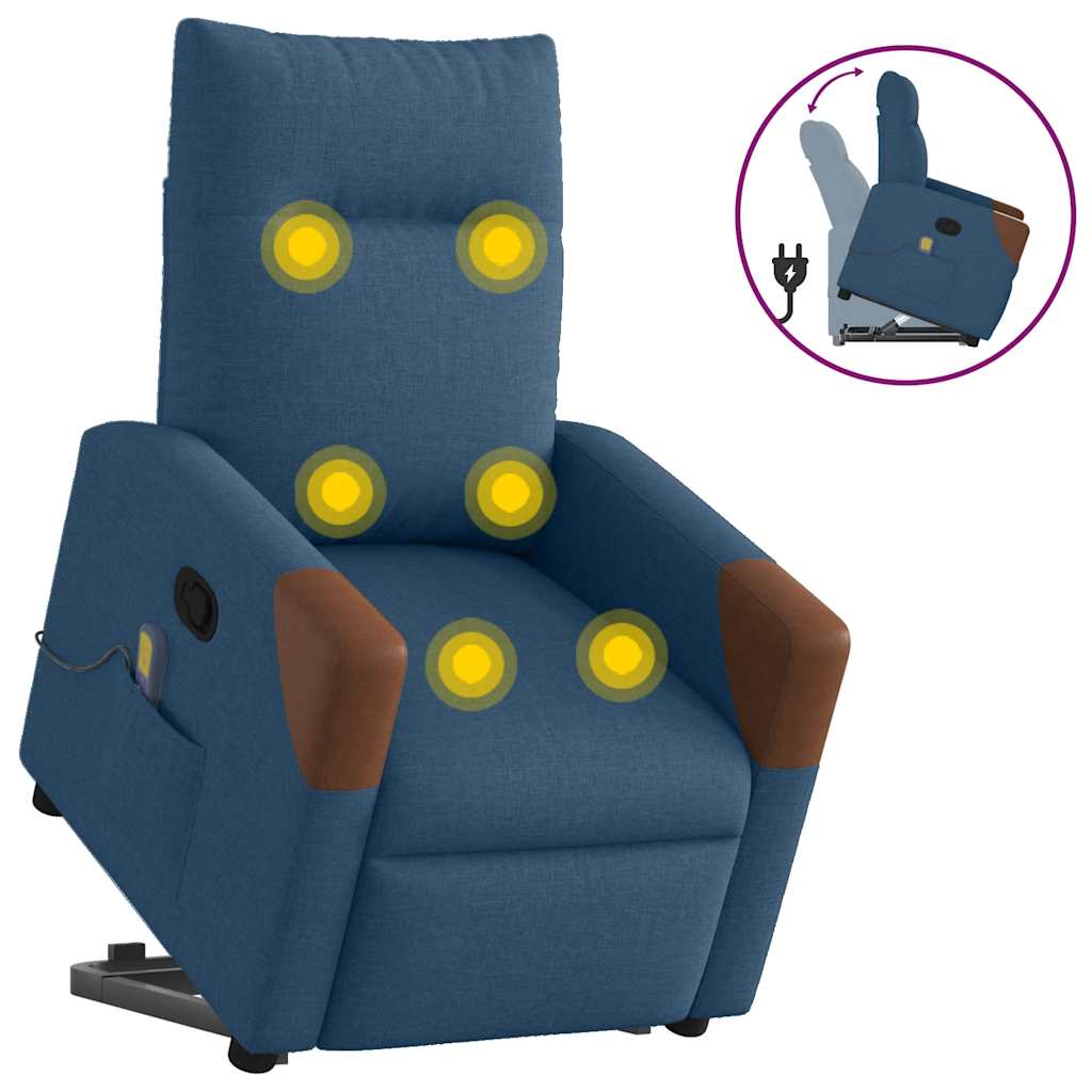 Massagesessel mit Aufstehhilfe Blau Stoff