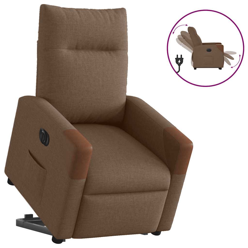Relaxsessel mit Aufstehhilfe Elektrisch Braun Stoff