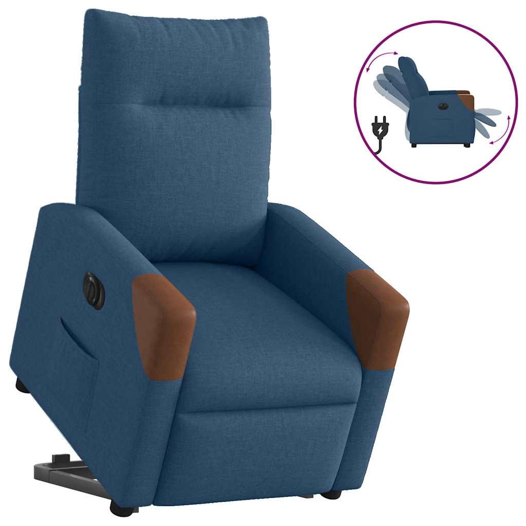 Relaxsessel mit Aufstehhilfe Elektrisch Blau Stoff