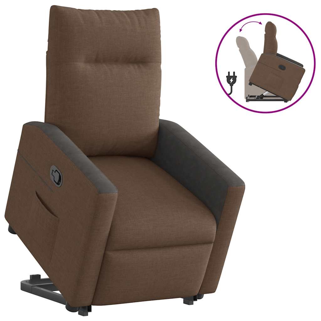 Relaxsessel mit Aufstehhilfe Braun Stoff