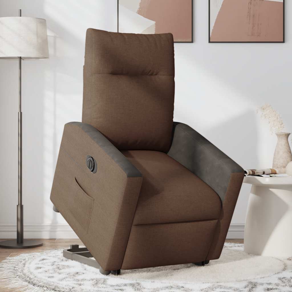 Relaxsessel mit Aufstehhilfe Elektrisch Braun Stoff