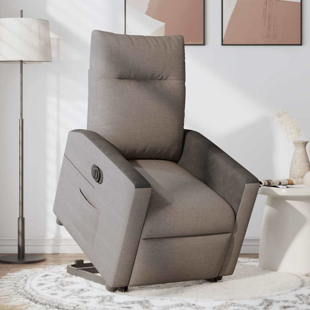 Relaxsessel mit Aufstehhilfe Elektrisch Taupe Stoff