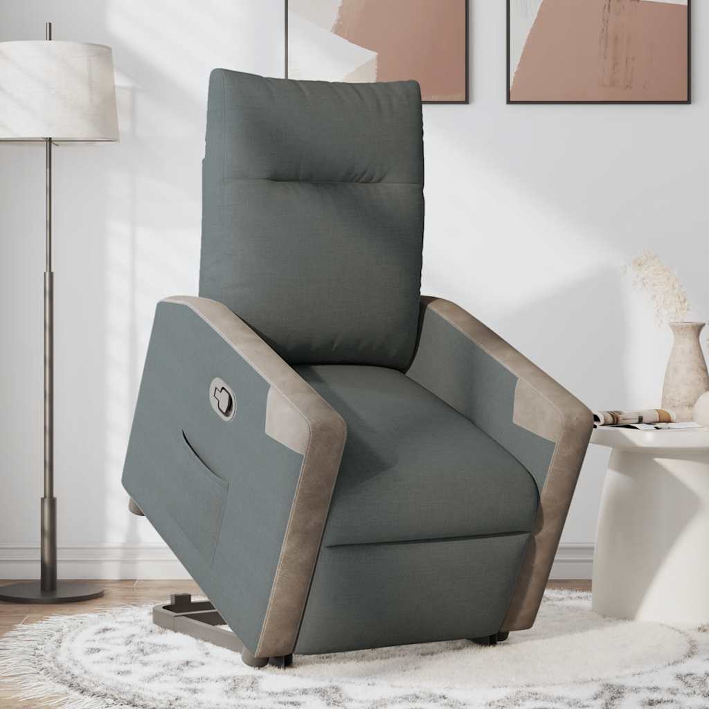 Relaxsessel mit Aufstehhilfe Dunkelgrau Stoff