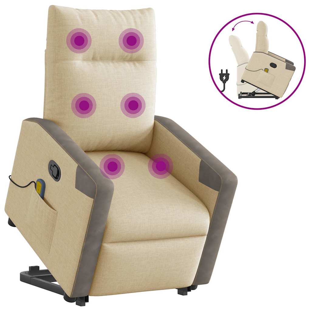 Massagesessel mit Aufstehhilfe Creme Stoff