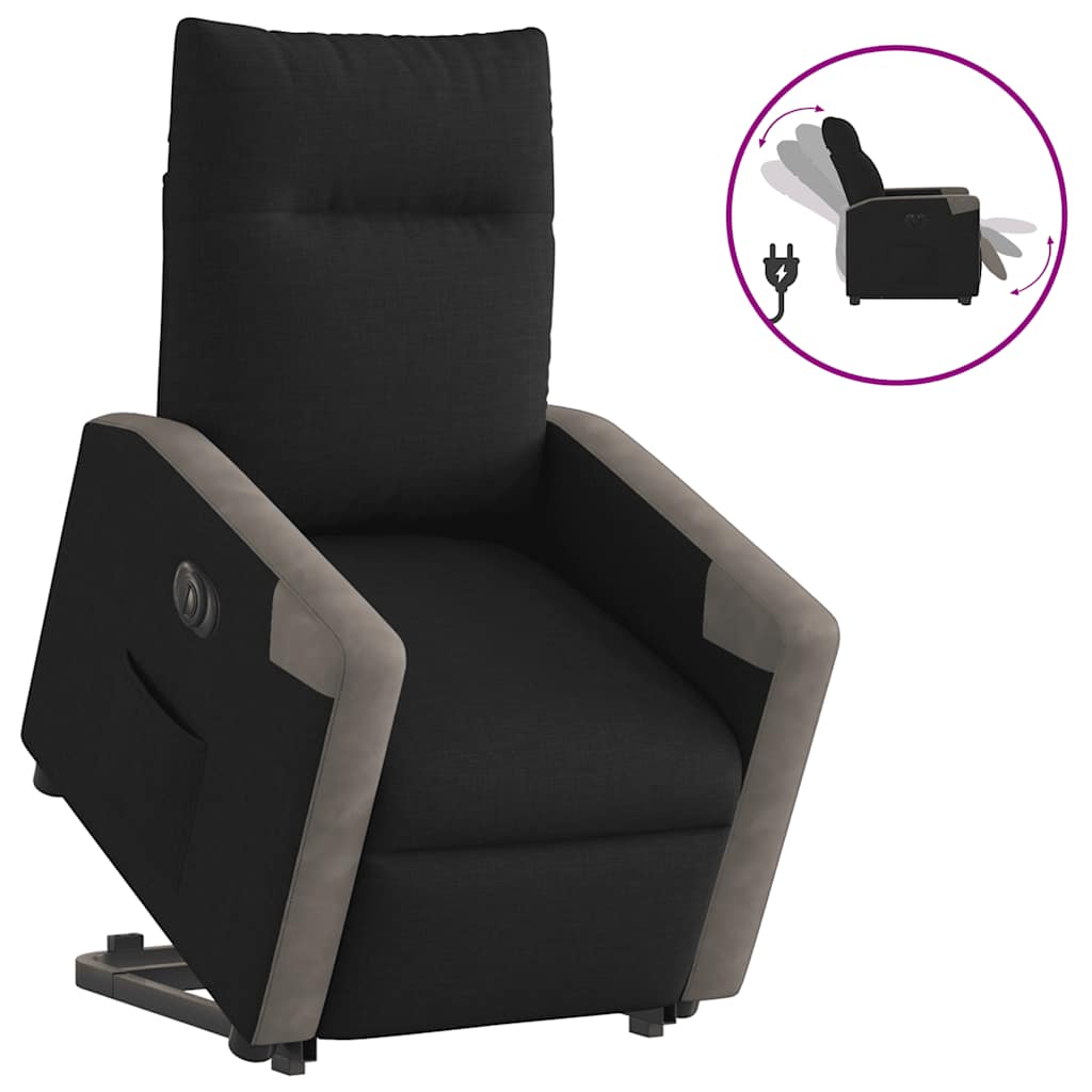 Relaxsessel mit Aufstehhilfe Elektrisch Schwarz Stoff