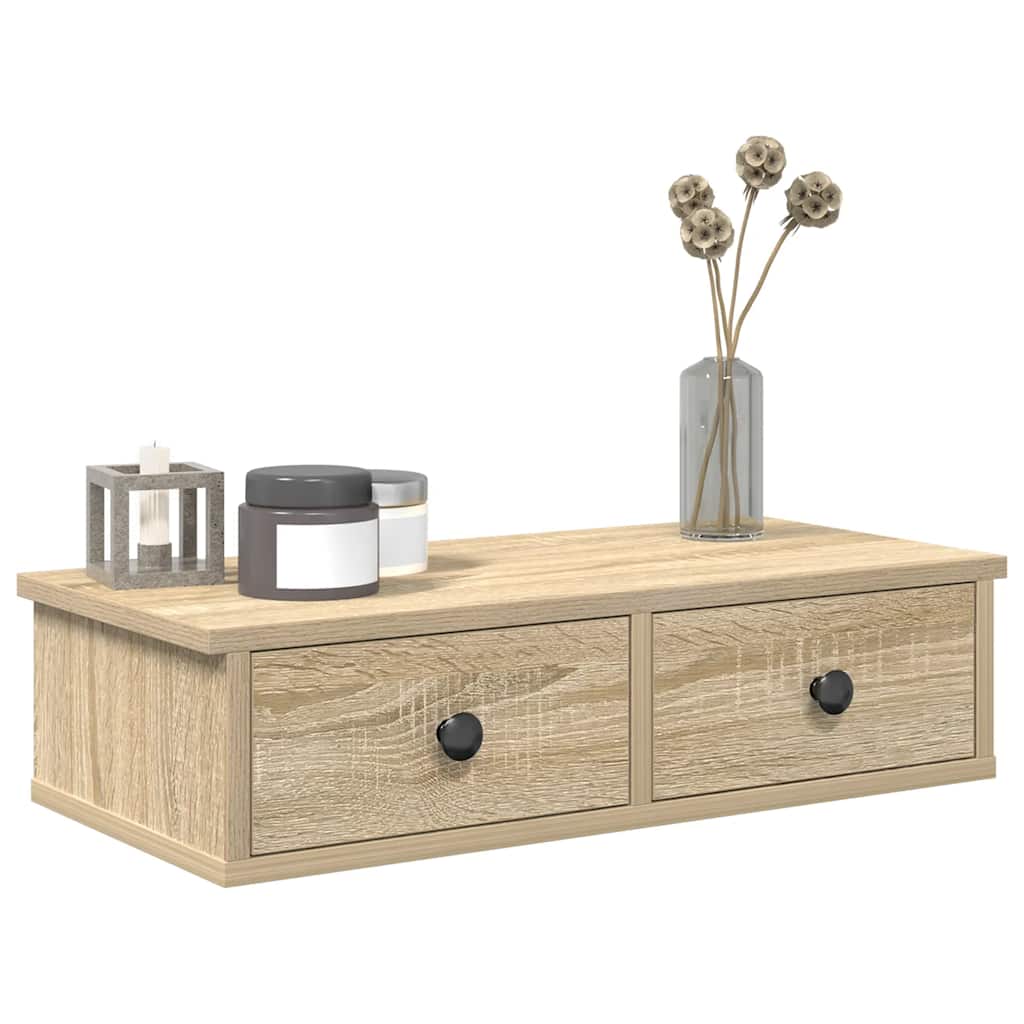 Wandregal mit Schubladen Sonoma-Eiche 60x28x15 cm Holzwerkstoff