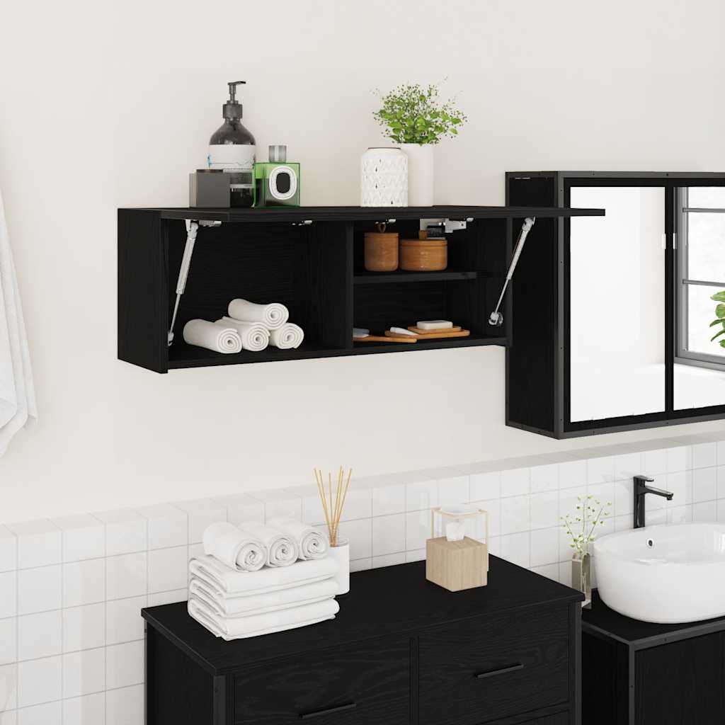 Bad-Wandschrank Schwarz 80x25x30 cm Holzwerkstoff