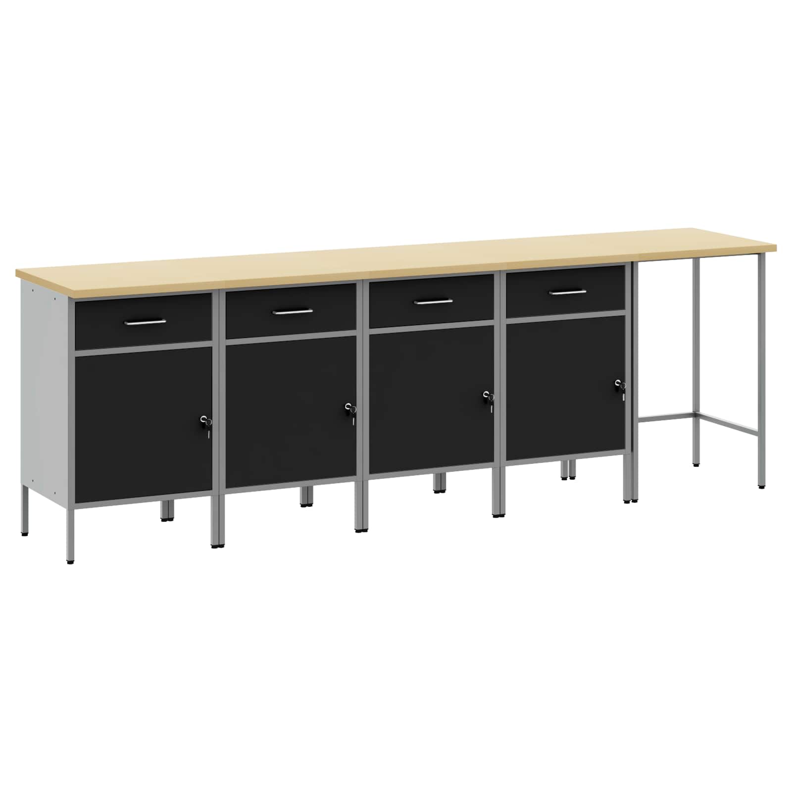 Arbeitsschrankset mit Schubladen 5 Stk. Schwarz und Grau