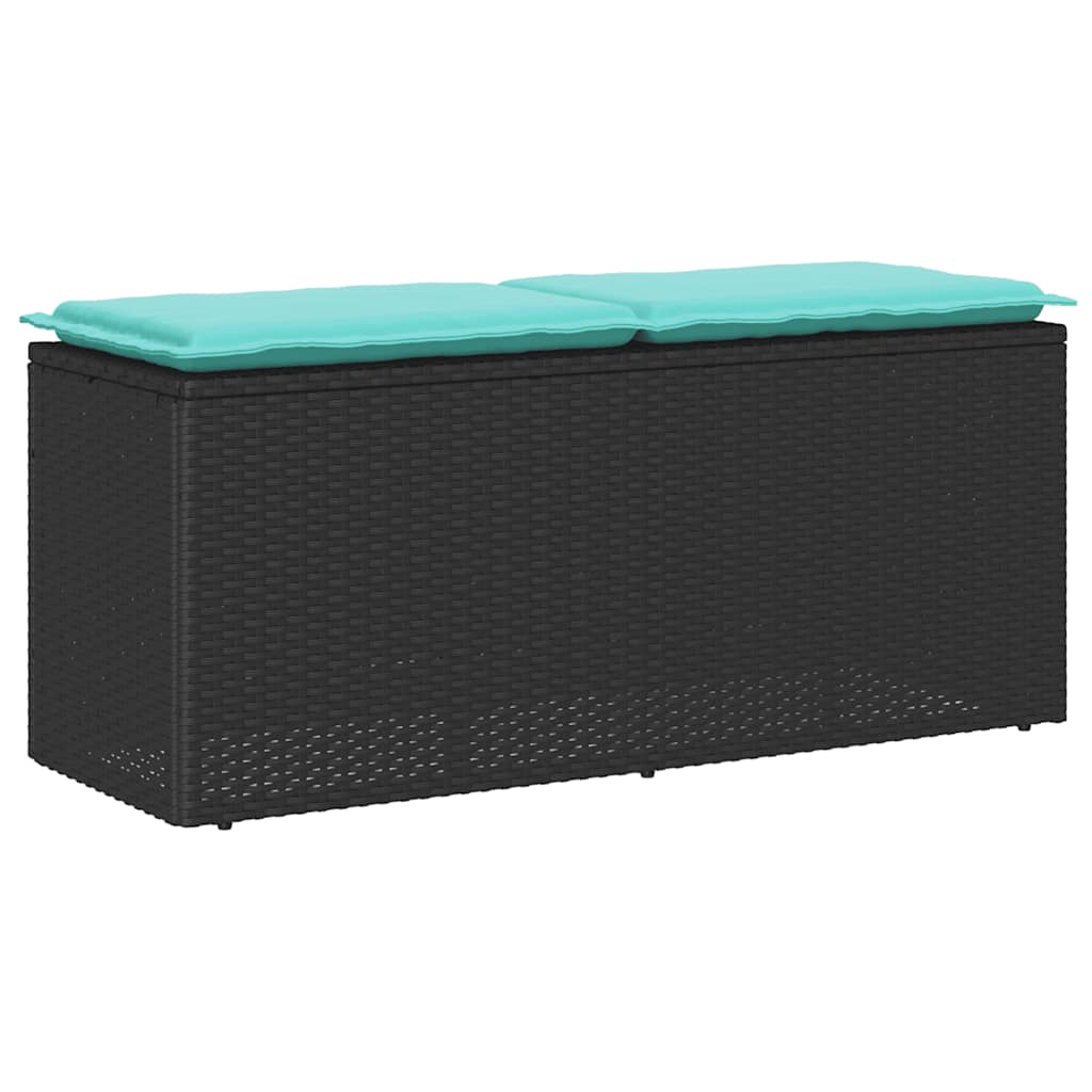 Gartenbank mit Kissen Schwarz 110x40x44 cm Poly Rattan