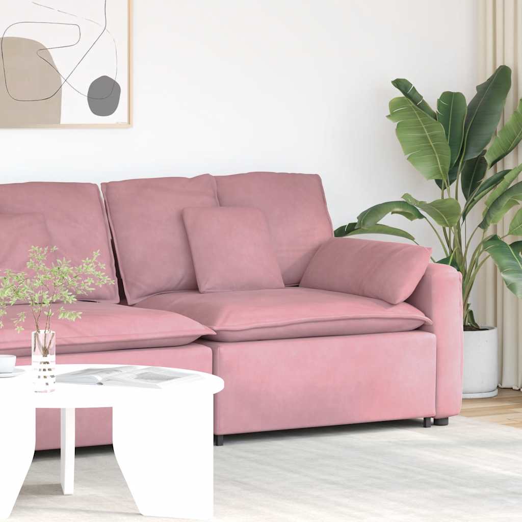 Modulares Sofa Endmodul mit Armlehne Kissen Rosa 100 cm