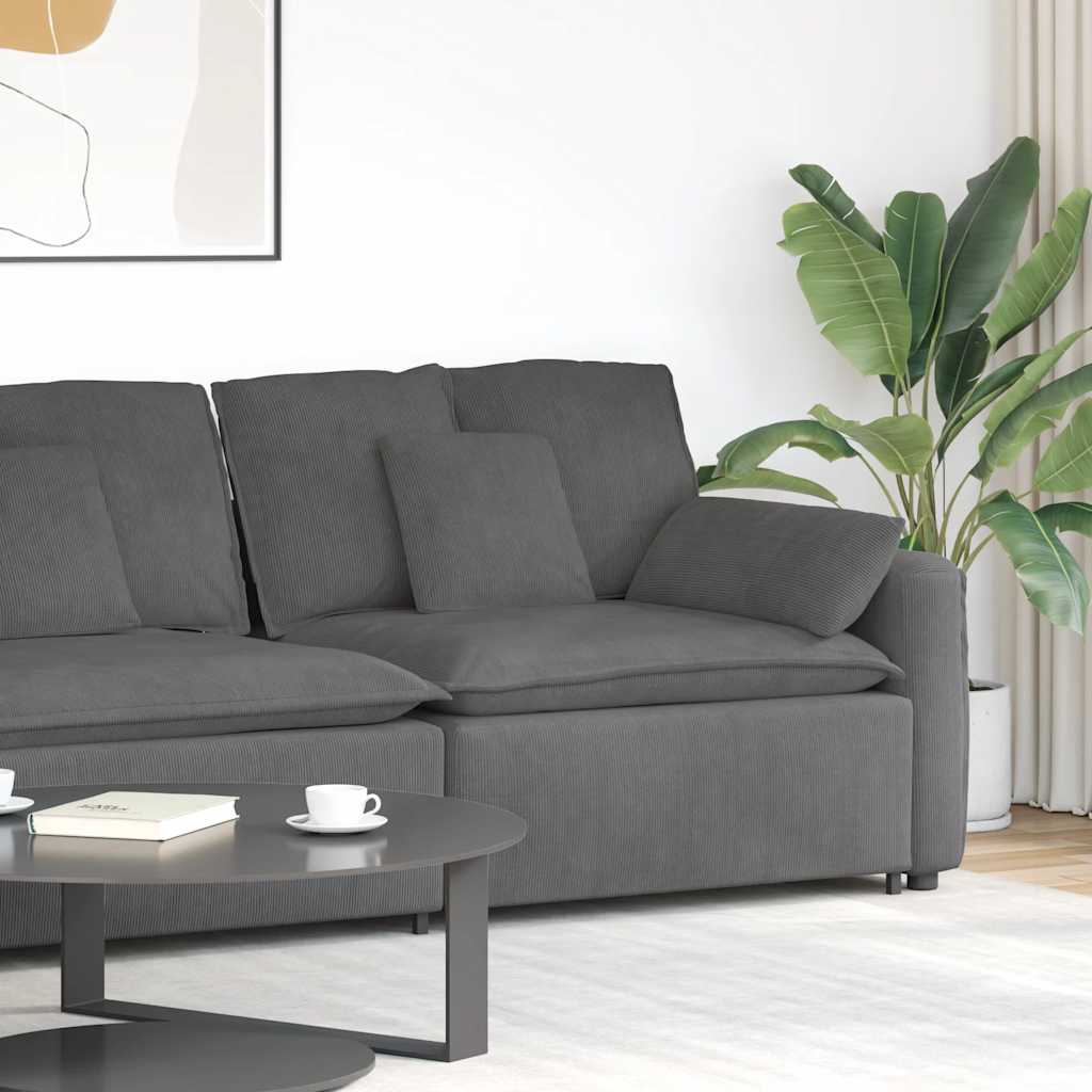 Modulares Sofa Endmodul mit Armlehne Kissen Dunkelgrau 100 cm