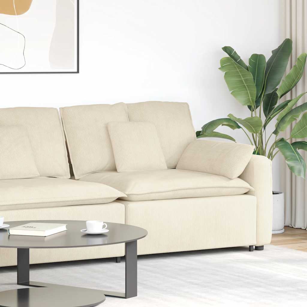 Modulares Sofa Endmodul mit Armlehne Kissen Creme 100 cm