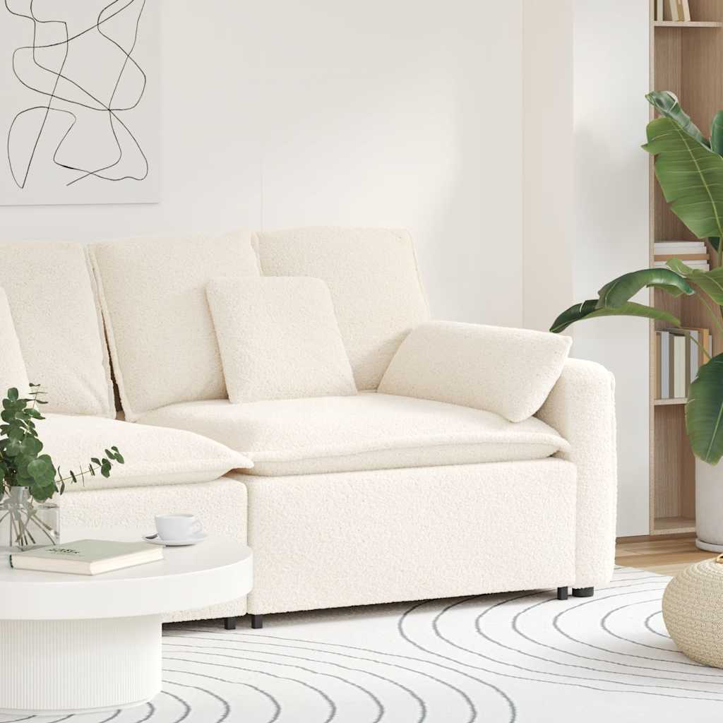 Modulares Sofa Endmodul mit Armlehne Kissen Creme 100 cm