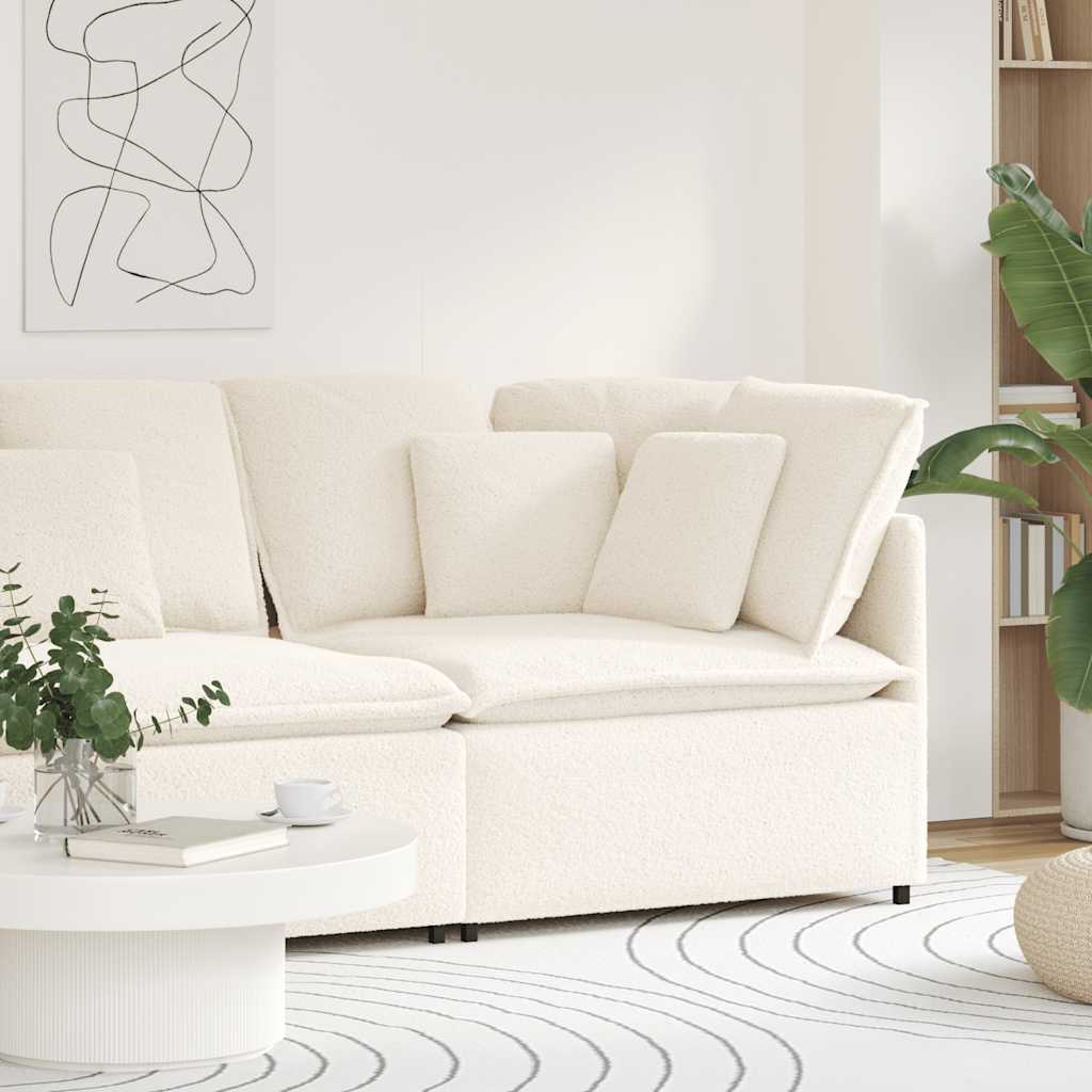 Modulares Sofa Eckmodul mit Kissen Creme 100 cm