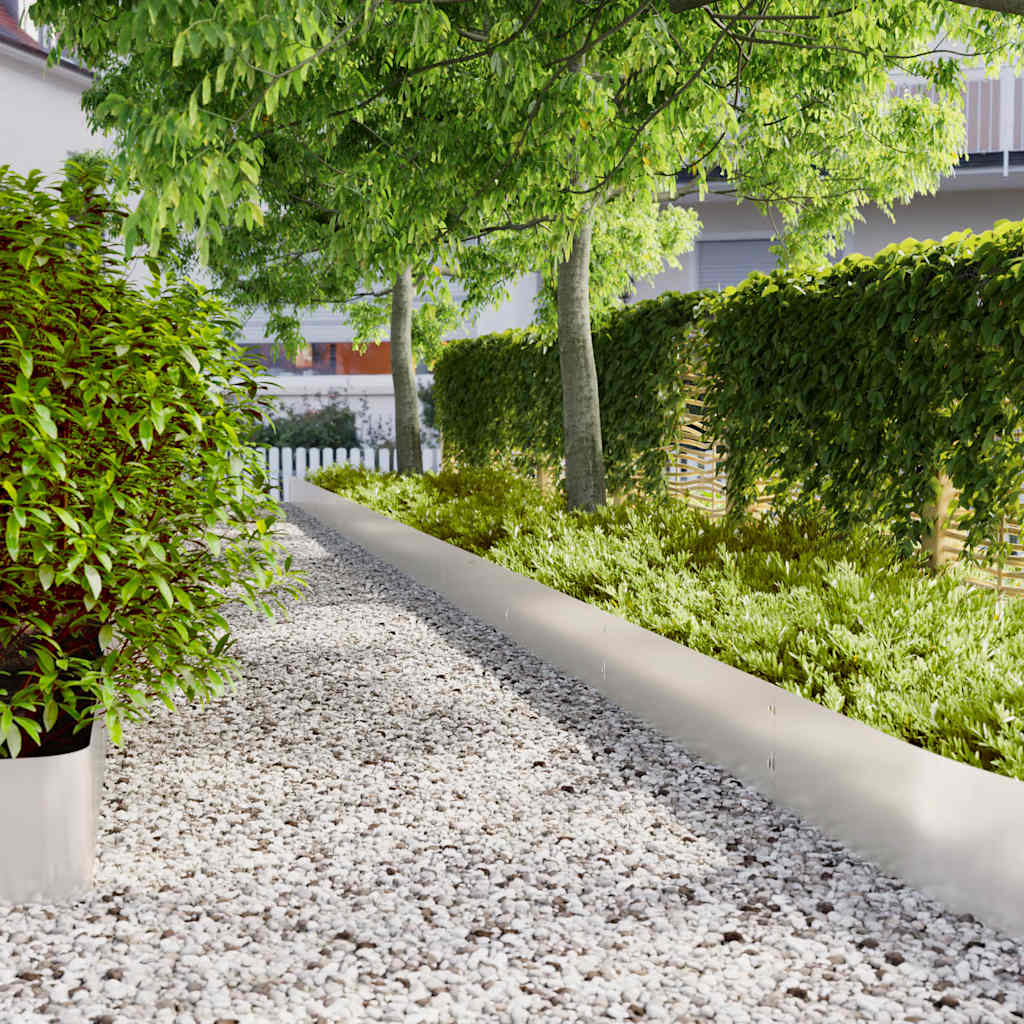 Raseneinfassung 10 Stk. 25 x 103 cm Edelstahl Silber