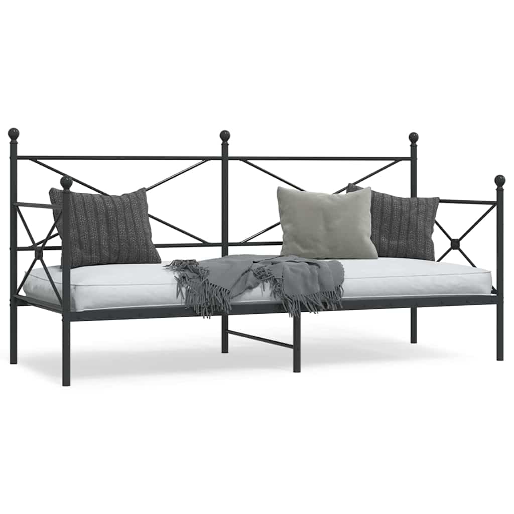 Tagesbett ohne Matratze Schwarz 75x190 cm Stahl