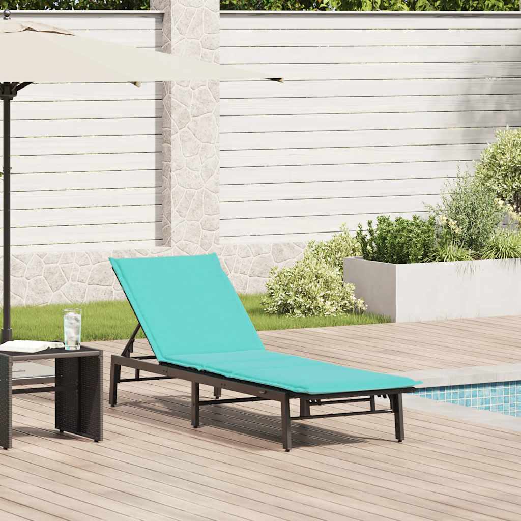 Sonnenliege mit Auflage Schwarz Poly-Rattan