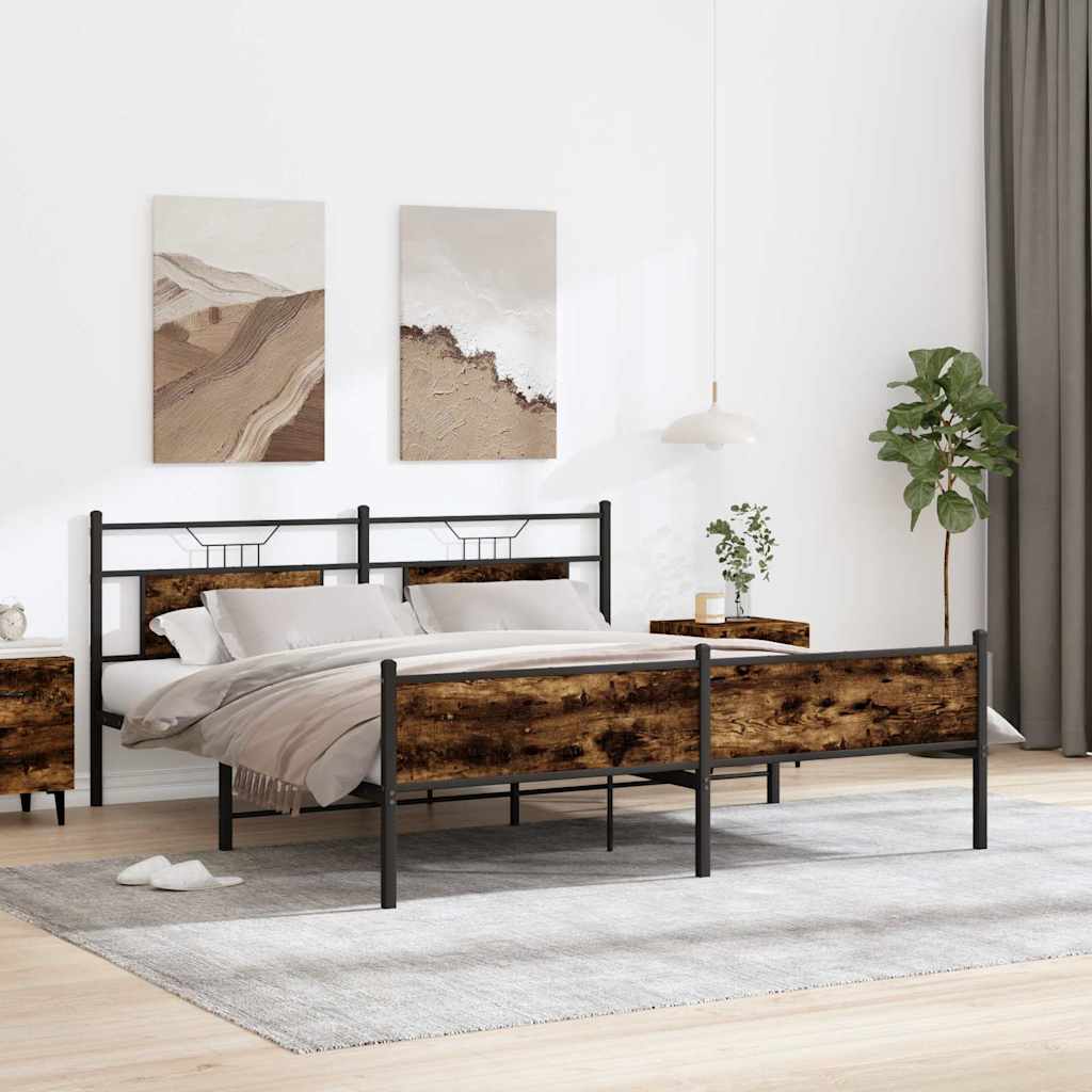 Metallbett ohne Matratze Räuchereiche 160x200 cm