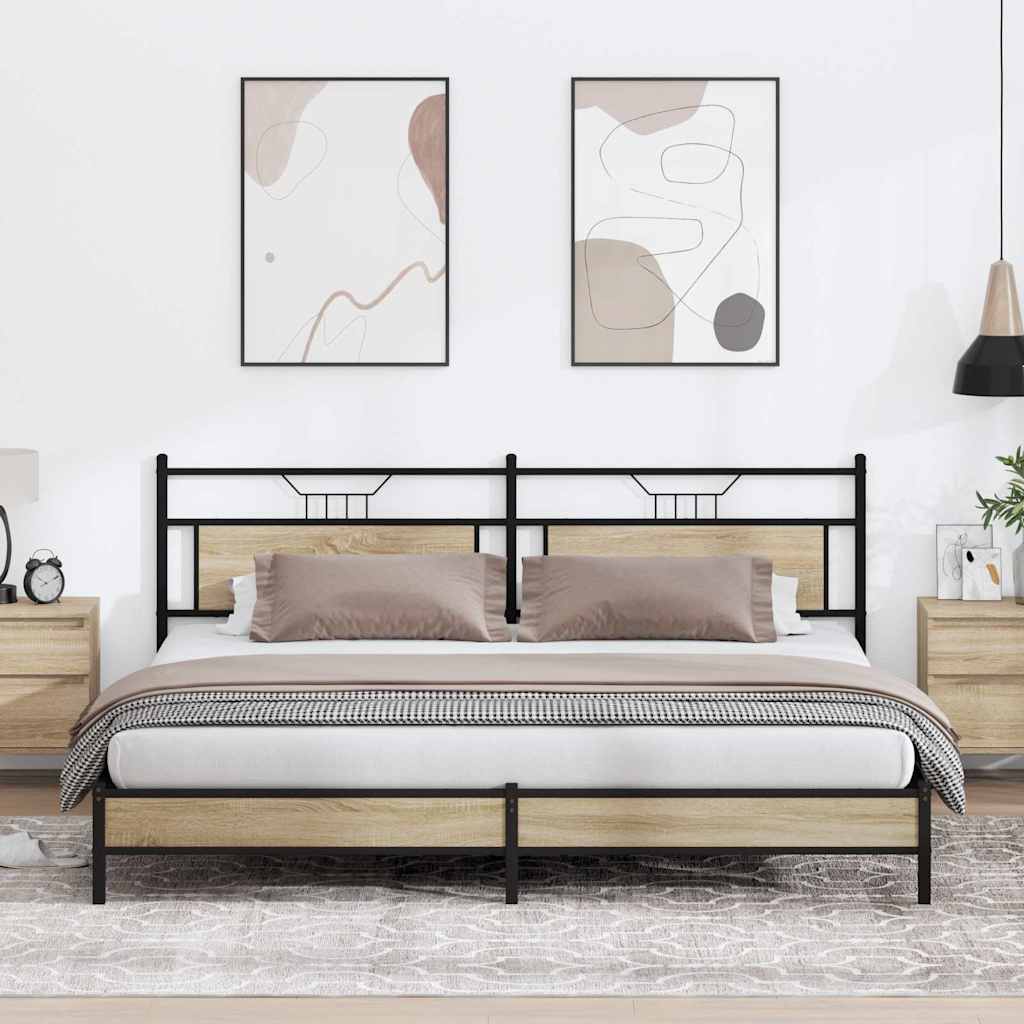 Metallbett ohne Matratze Sonoma-Eiche 193x201 cm