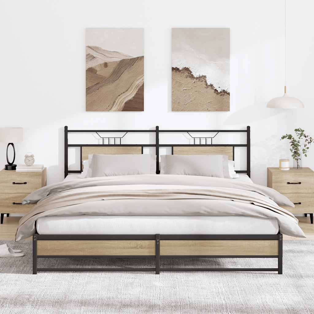Metallbett ohne Matratze Sonoma-Eiche 183x213 cm