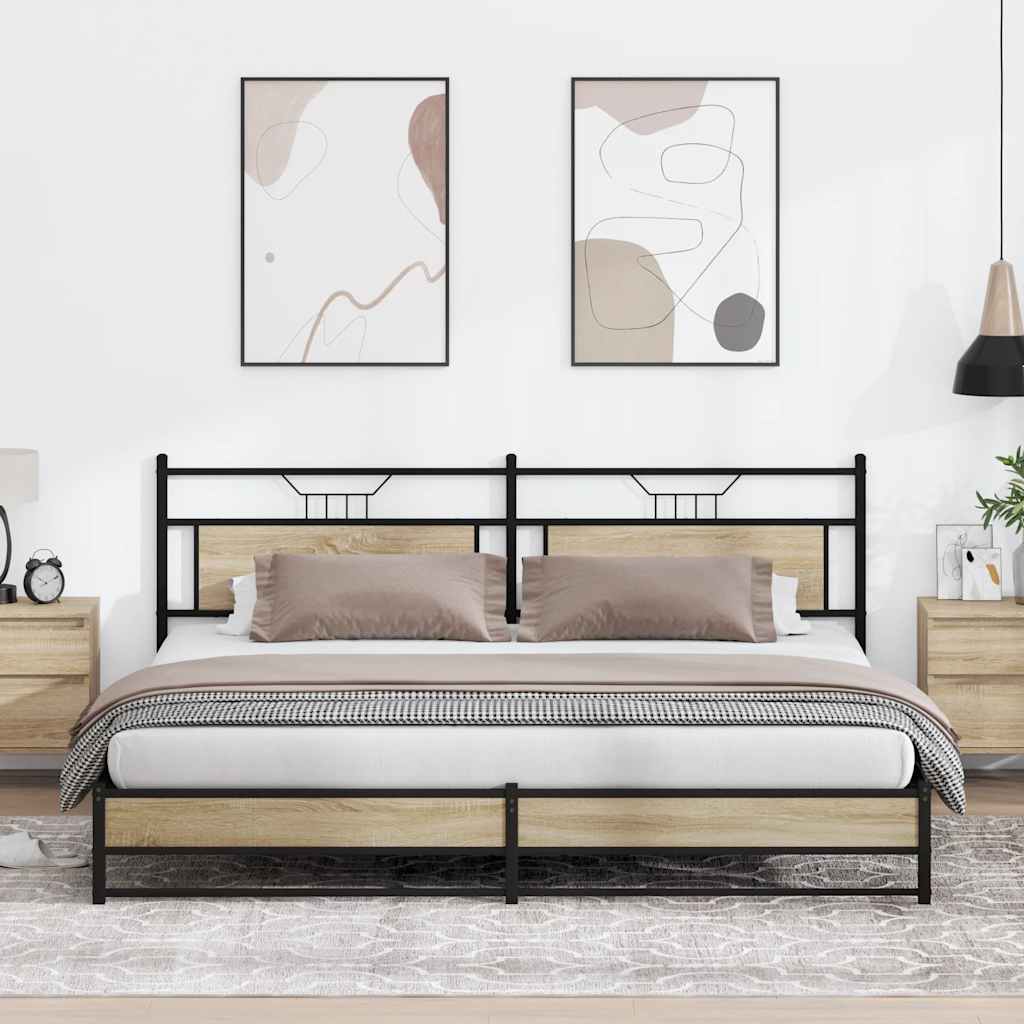Metallbett ohne Matratze Sonoma-Eiche 193x201 cm