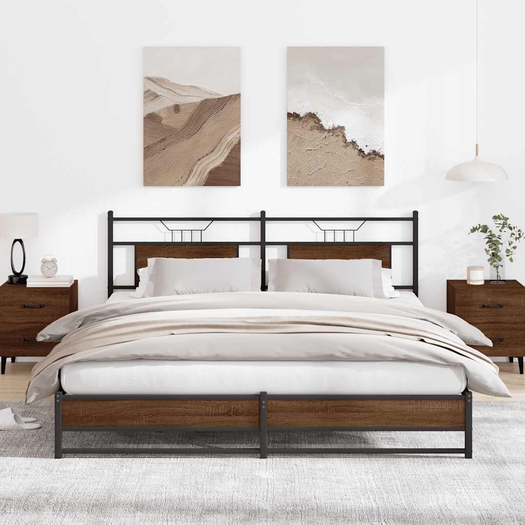 Metallbett ohne Matratze Braun Eichen-Optik 183x213 cm