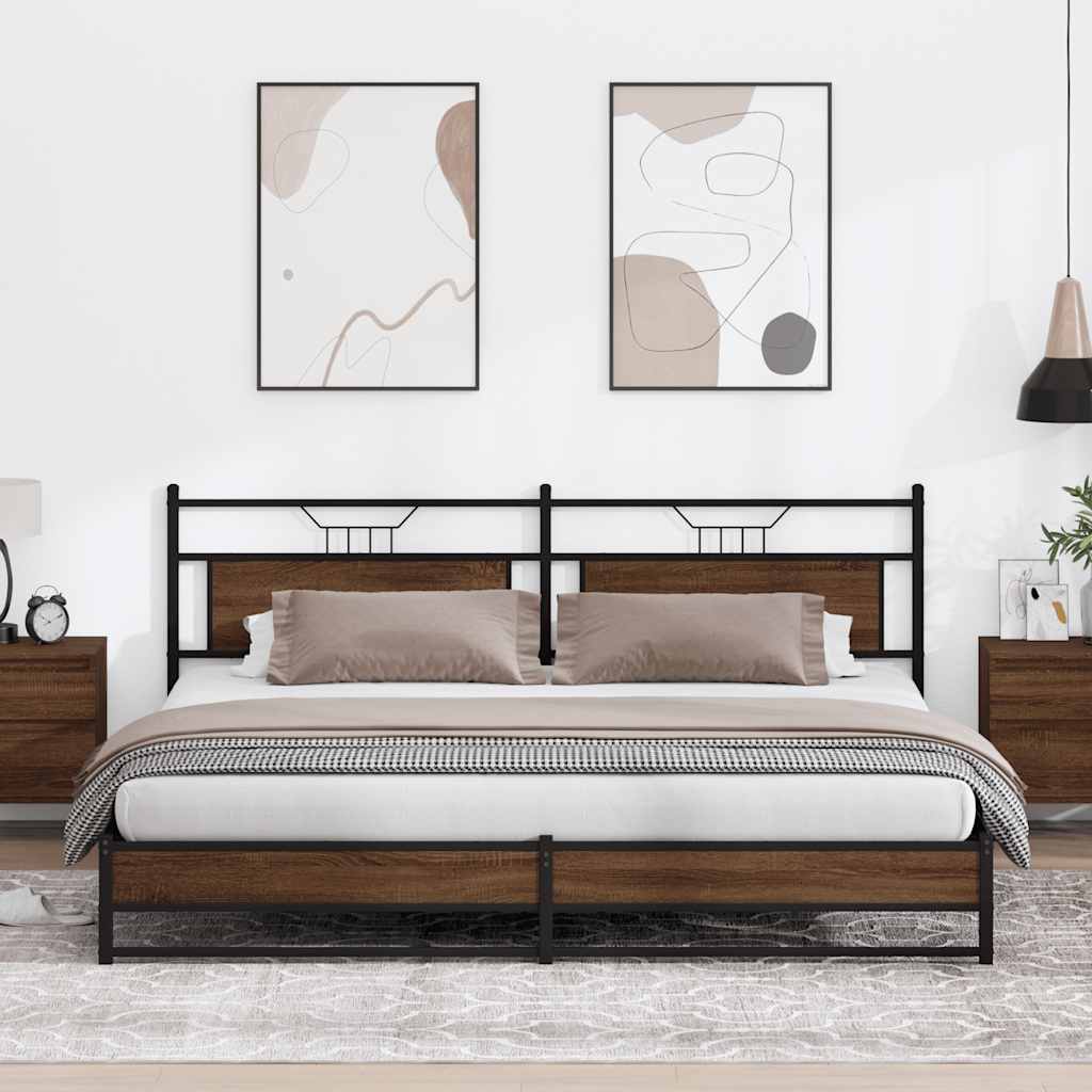 Metallbett ohne Matratze Braun Eichen-Optik 200x200 cm