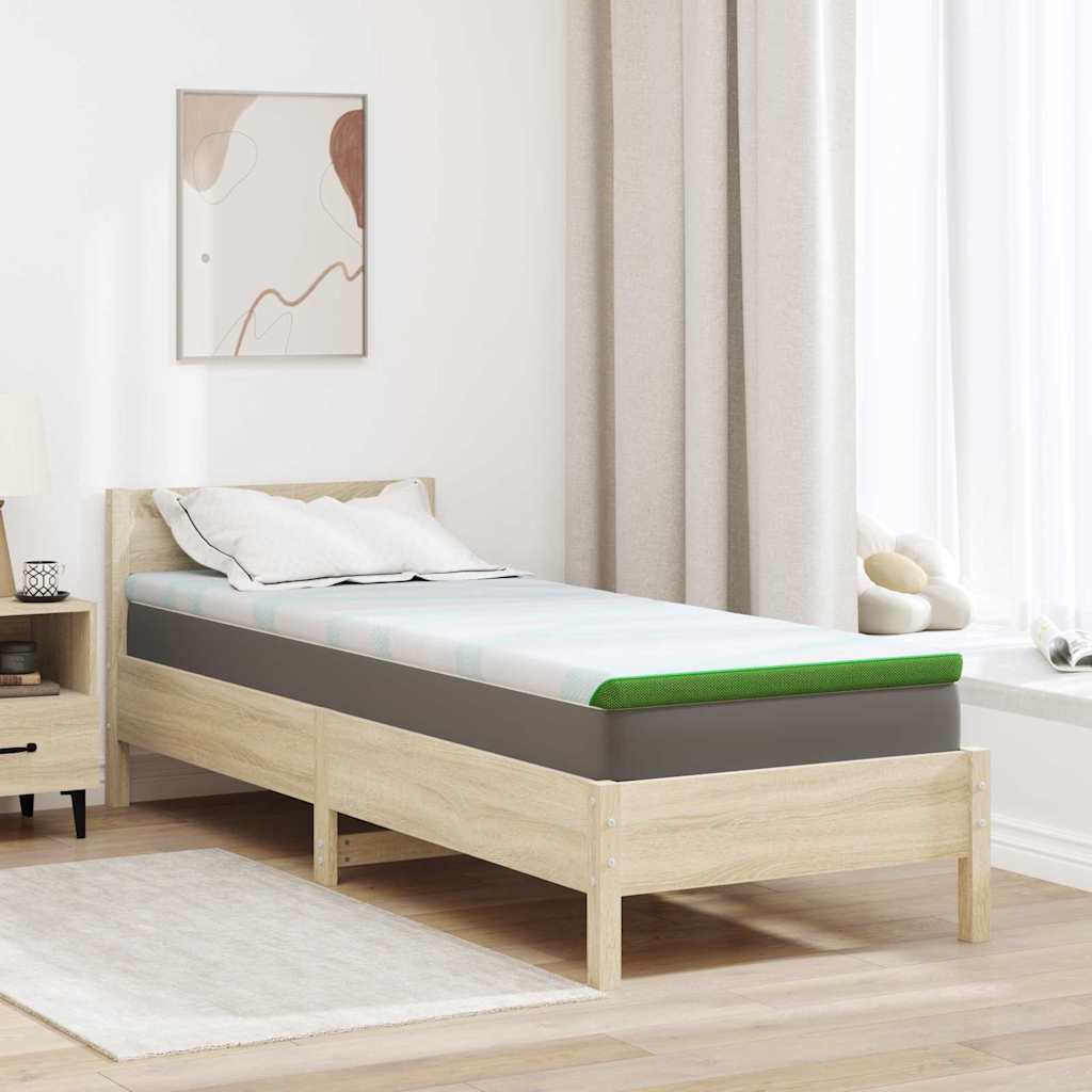 Matratzenauflage Weiß und Grün 70 x 200 cm Jacquard Stoff