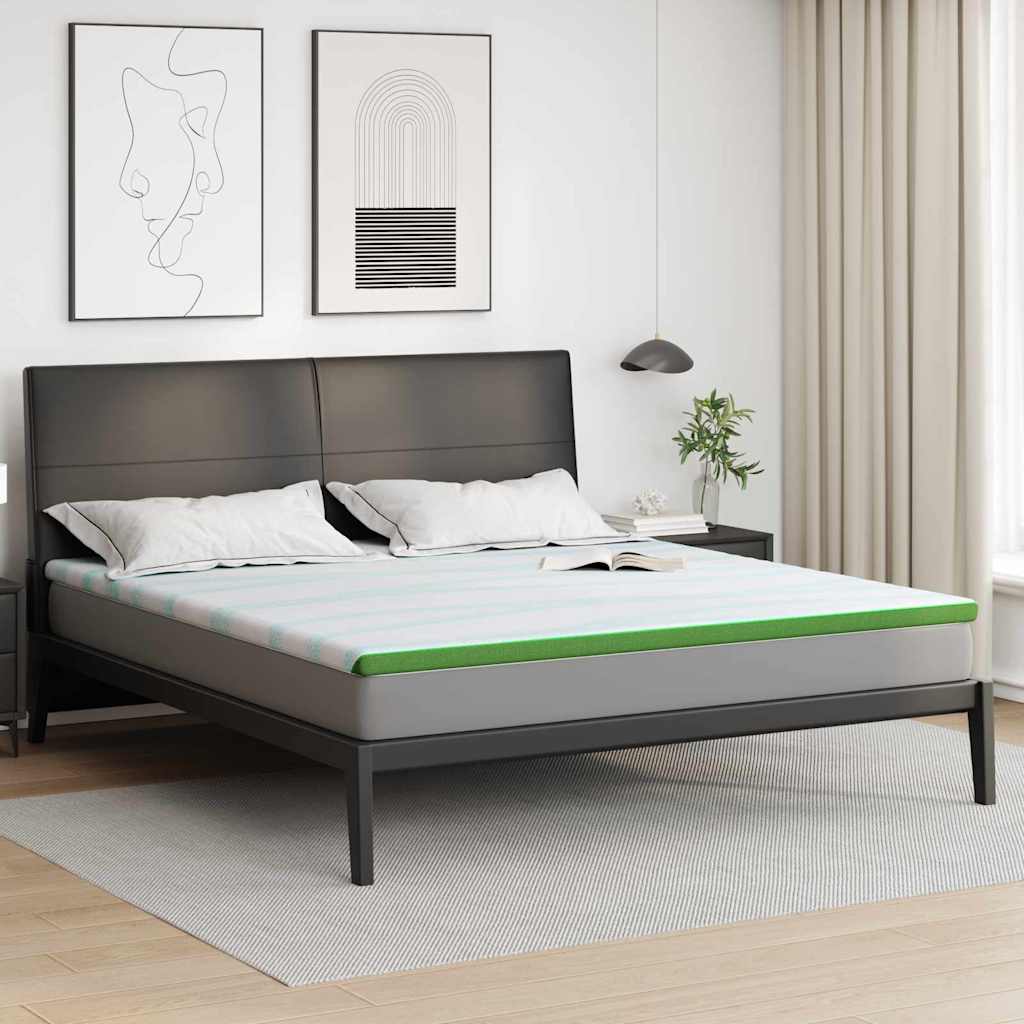Matratzenauflage Weiß und Grün 200 x 200 cm Jacquard Stoff