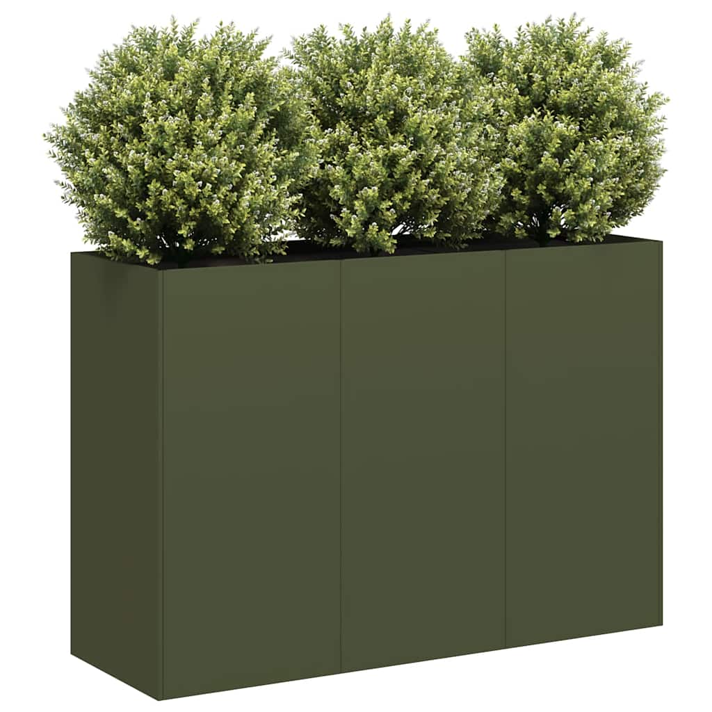 Pflanzkübel Olivgrün 120x40x80 cm Kaltgewalzter Stahl