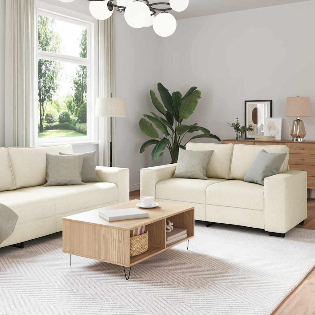 Sofa 3 stk. Beige Leinenmischgewebe