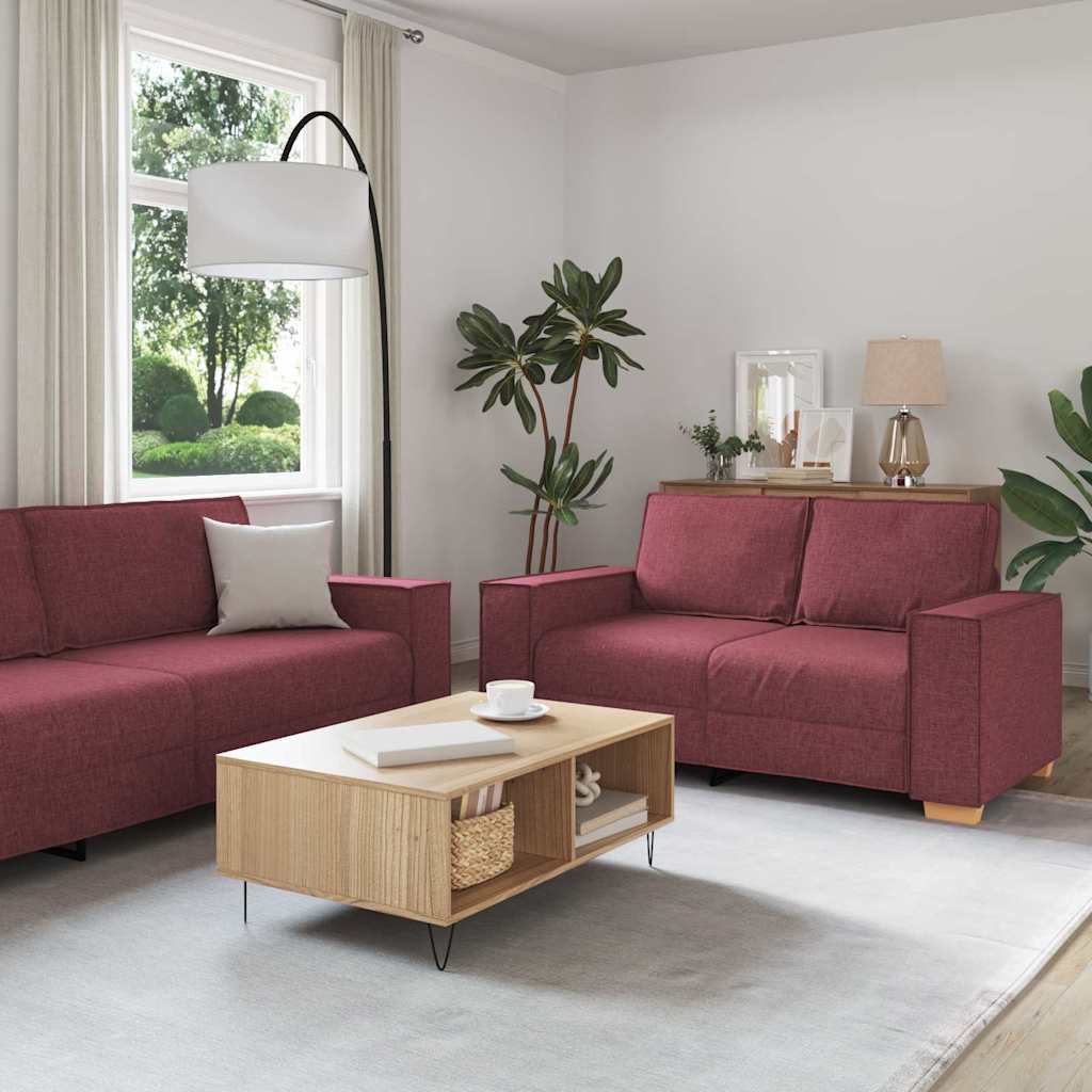 Sofa 3 stk. Weinrot Stoff