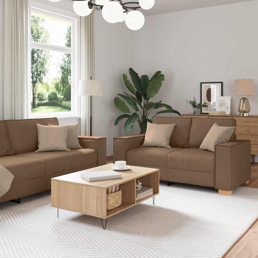 Sofa 3 stk. Braun Stoff
