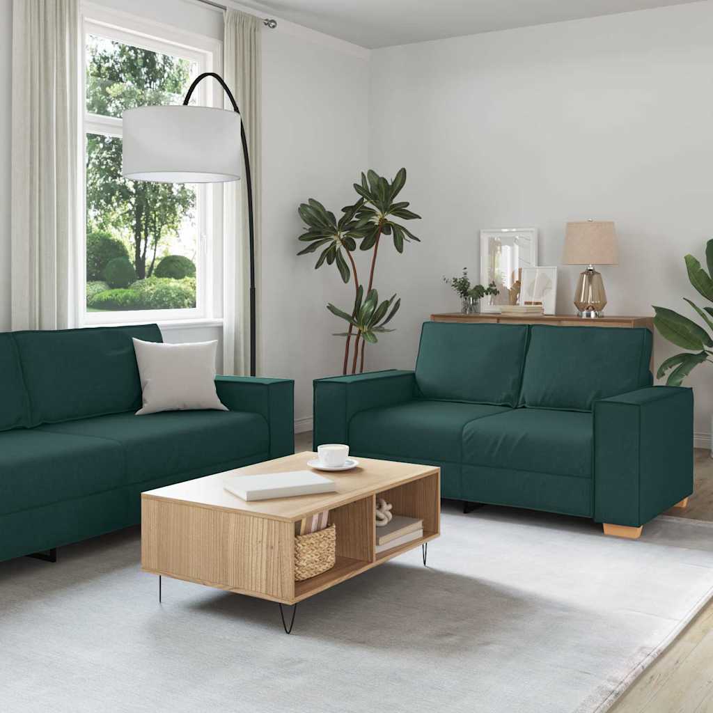 Sofa 3 stk. Dunkelgrün Stoff