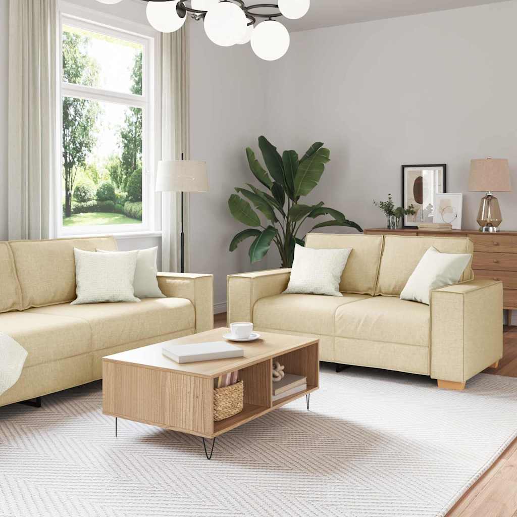 Sofa 3 stk. Creme Stoff