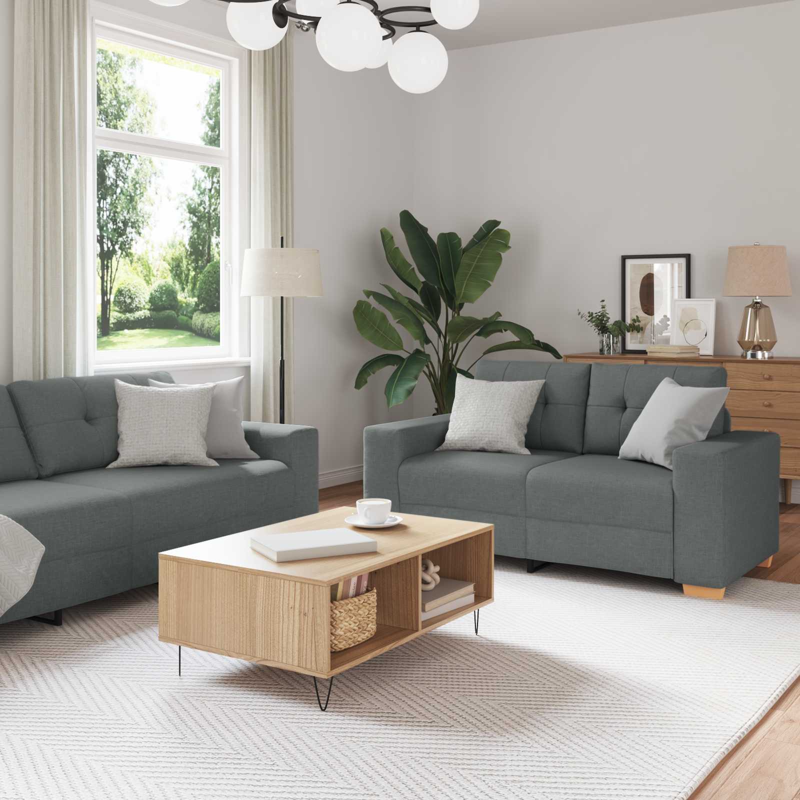 Sofa 3 stk. Dunkelgrau Stoff